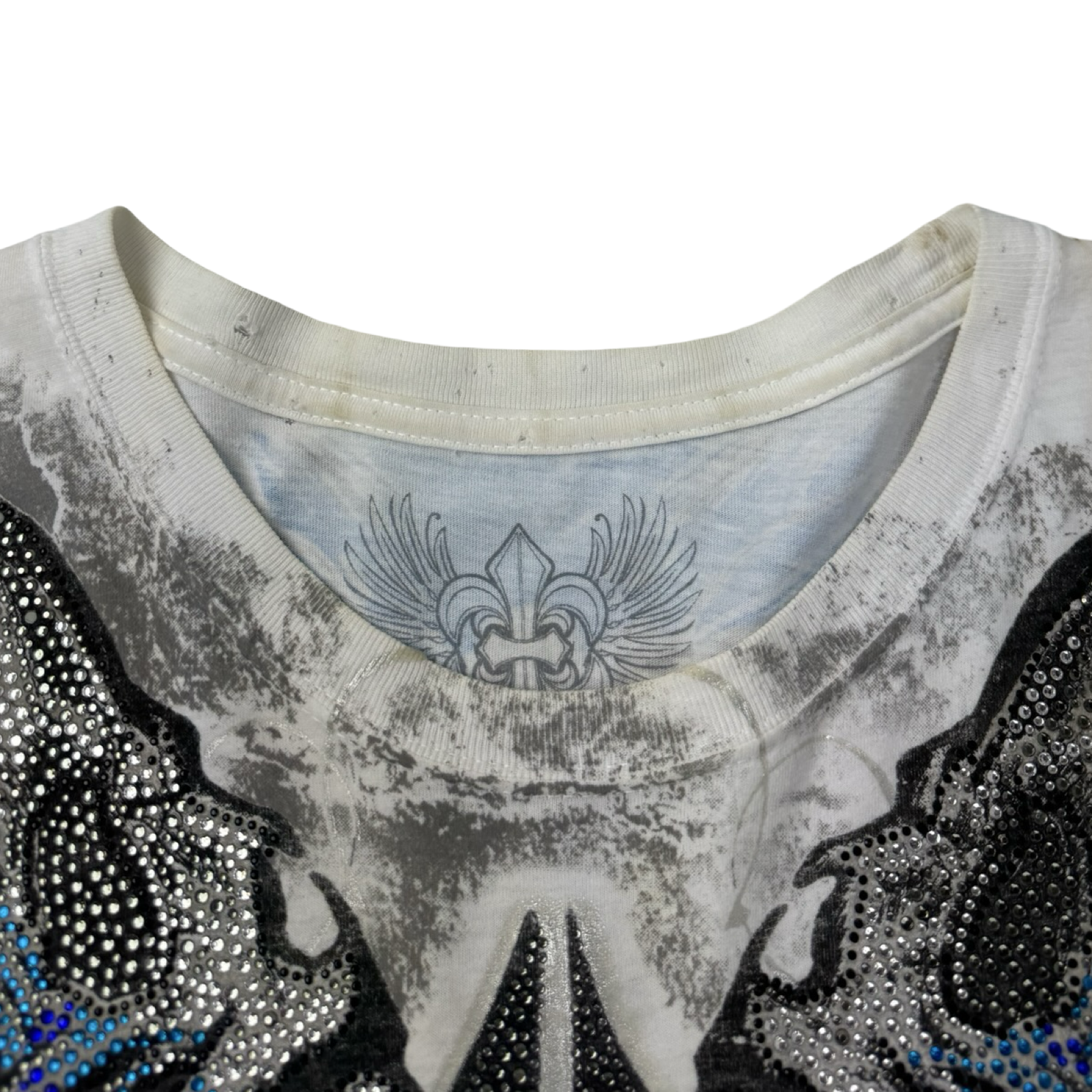 Vintage Y2K Xzavier Screaming Skulls Rhinestone Cyber T-Shirt