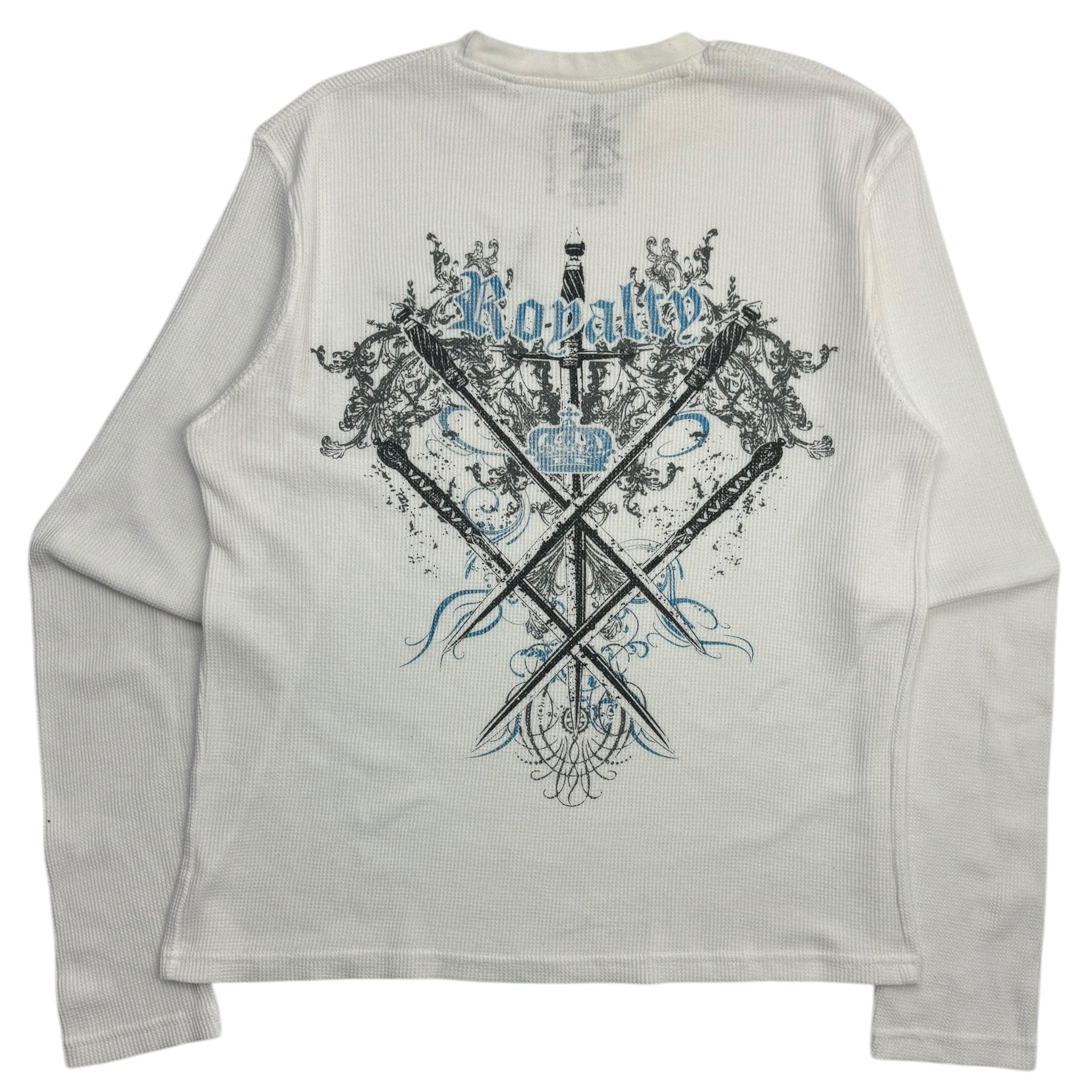 Vintage Y2K Royalty Swords/Tribal Thermal T-Shirt