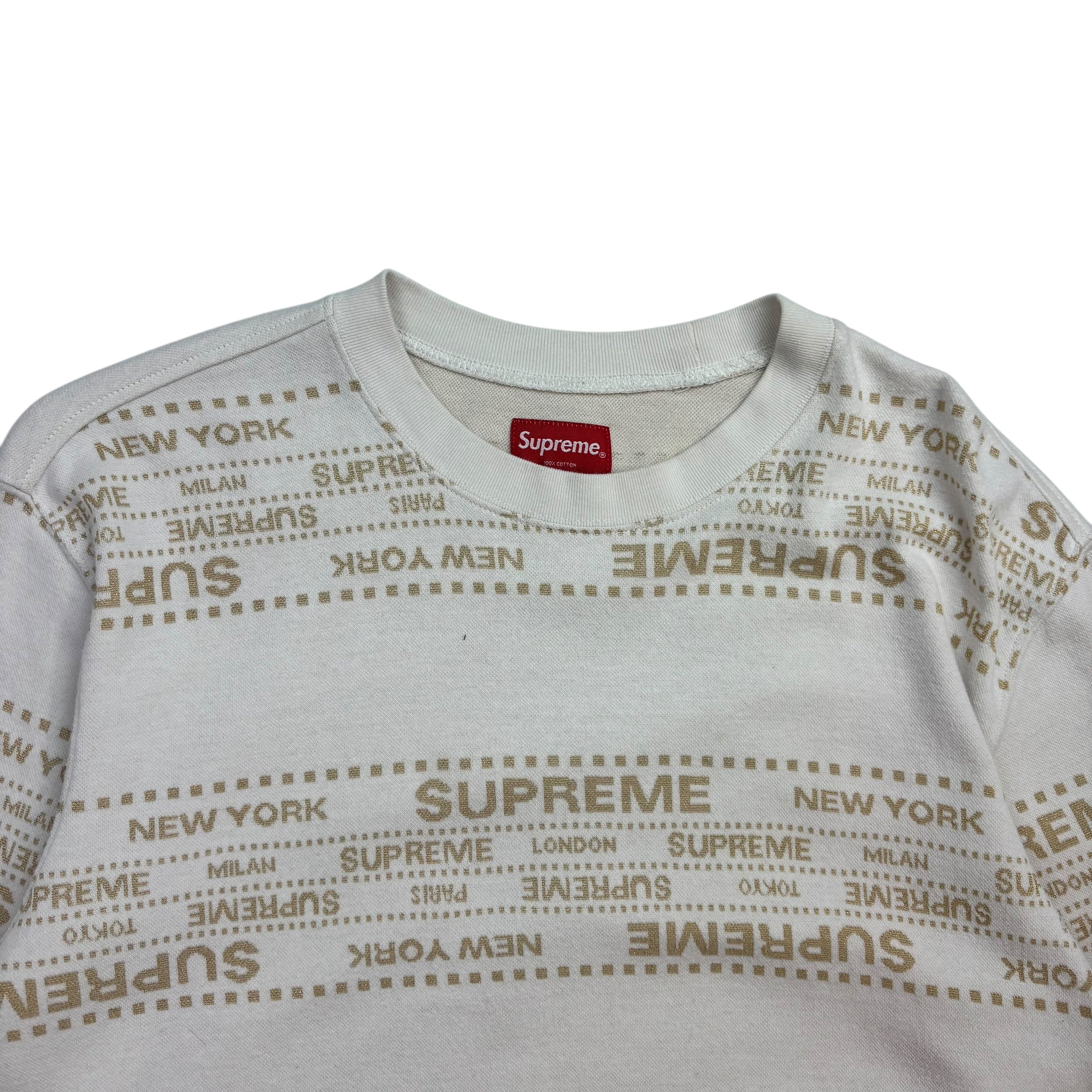 Supreme Metallic Jacquard Crewneck White