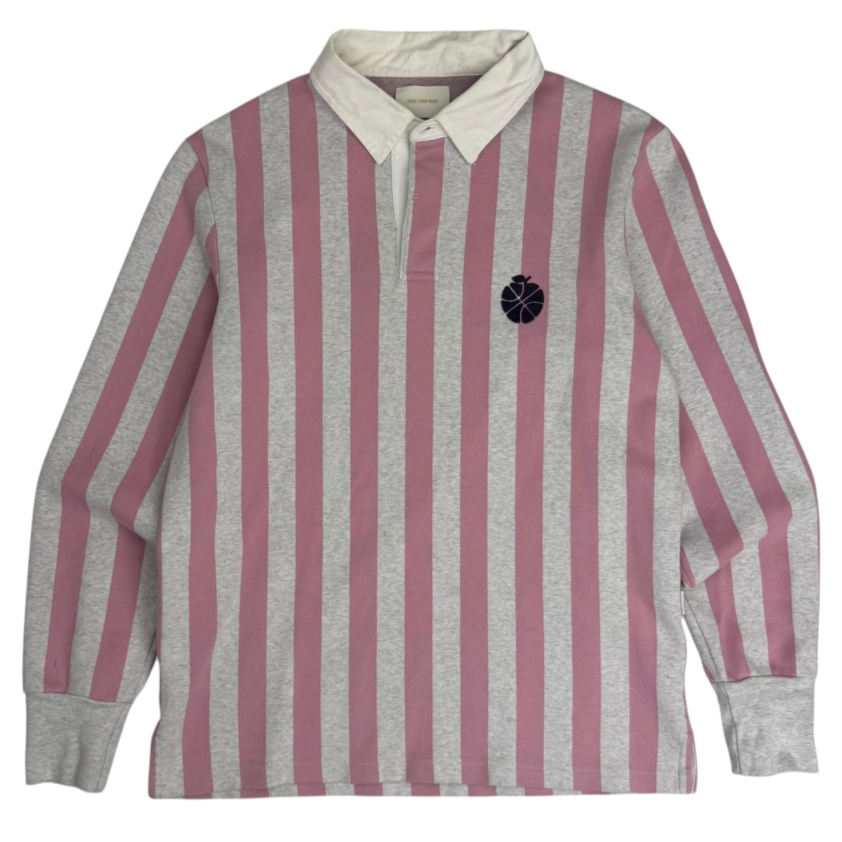 Aimé Leon Dore Flock Print LS Striped Polo Pink White