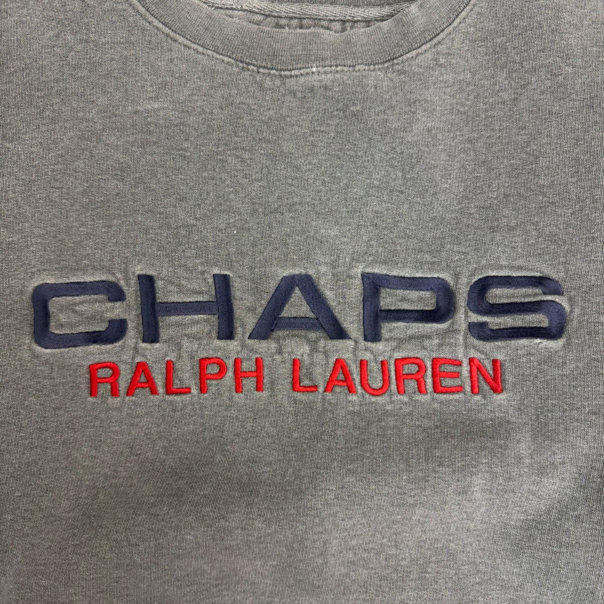 Vintage Chaps Ralph Lauren Embroidered Crewneck Washed Grey