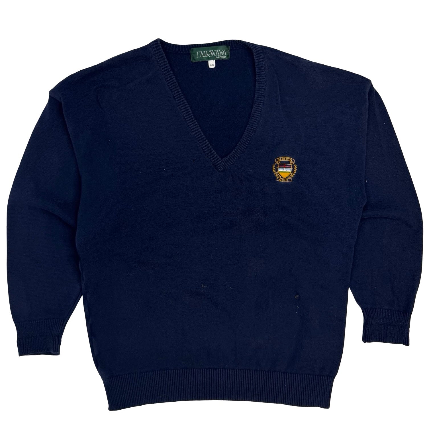Vintage Alberta Golf Knit V Neck Sweater Navy