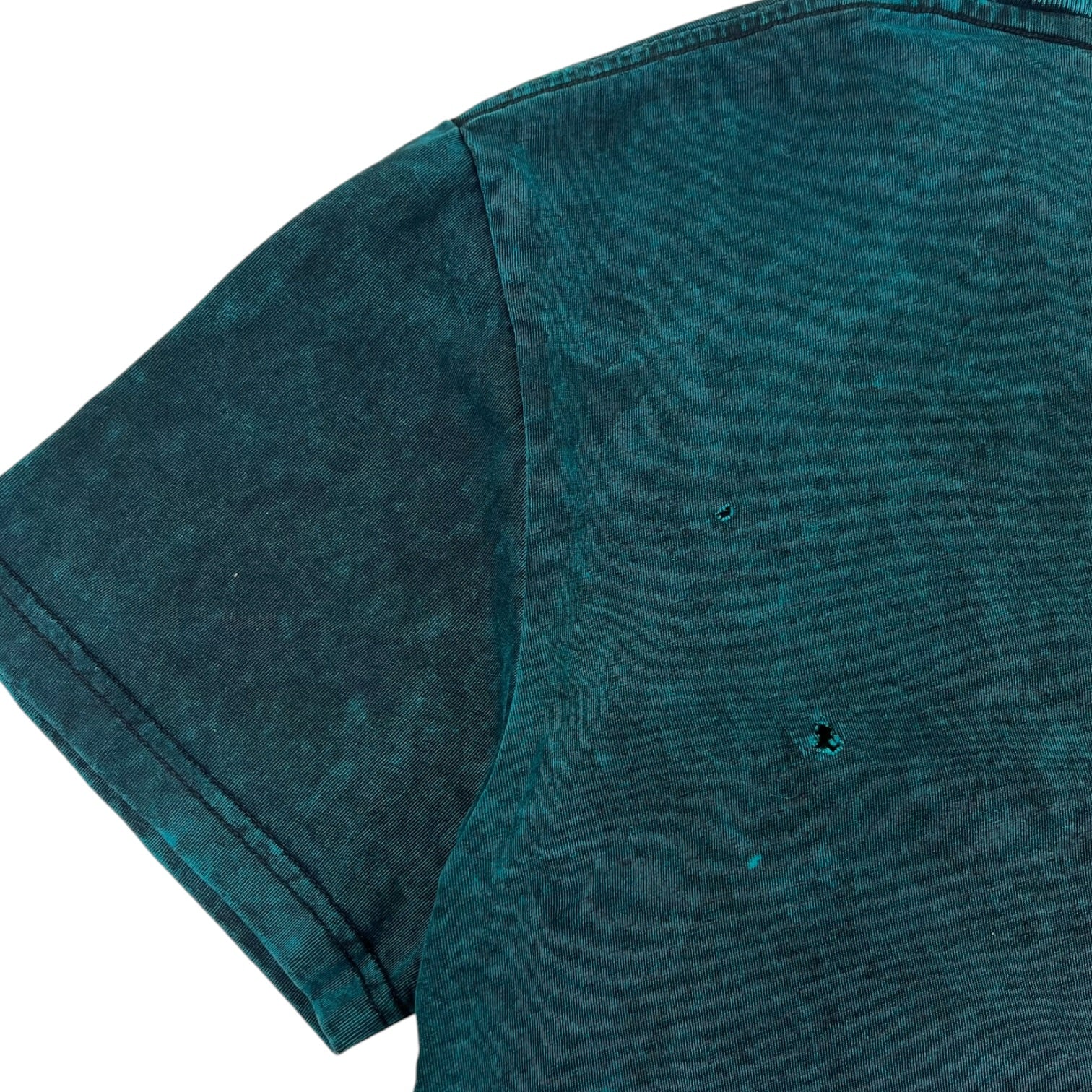 Alexander Wang Acid Wash Gold Embroidery T-Shirt Jade