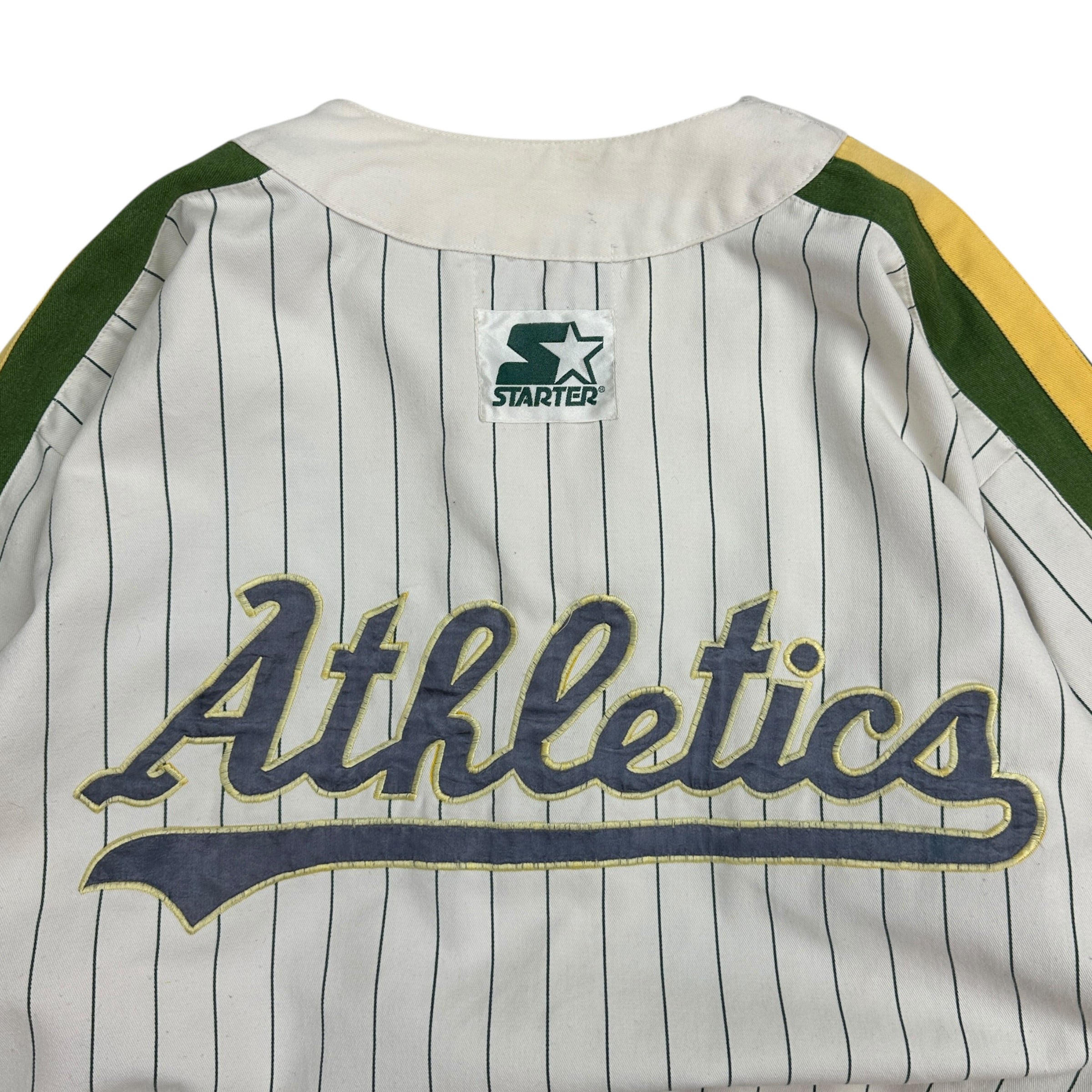 Vintage Starter Oakland Athletics Pin Stripe Crewneck White/Green