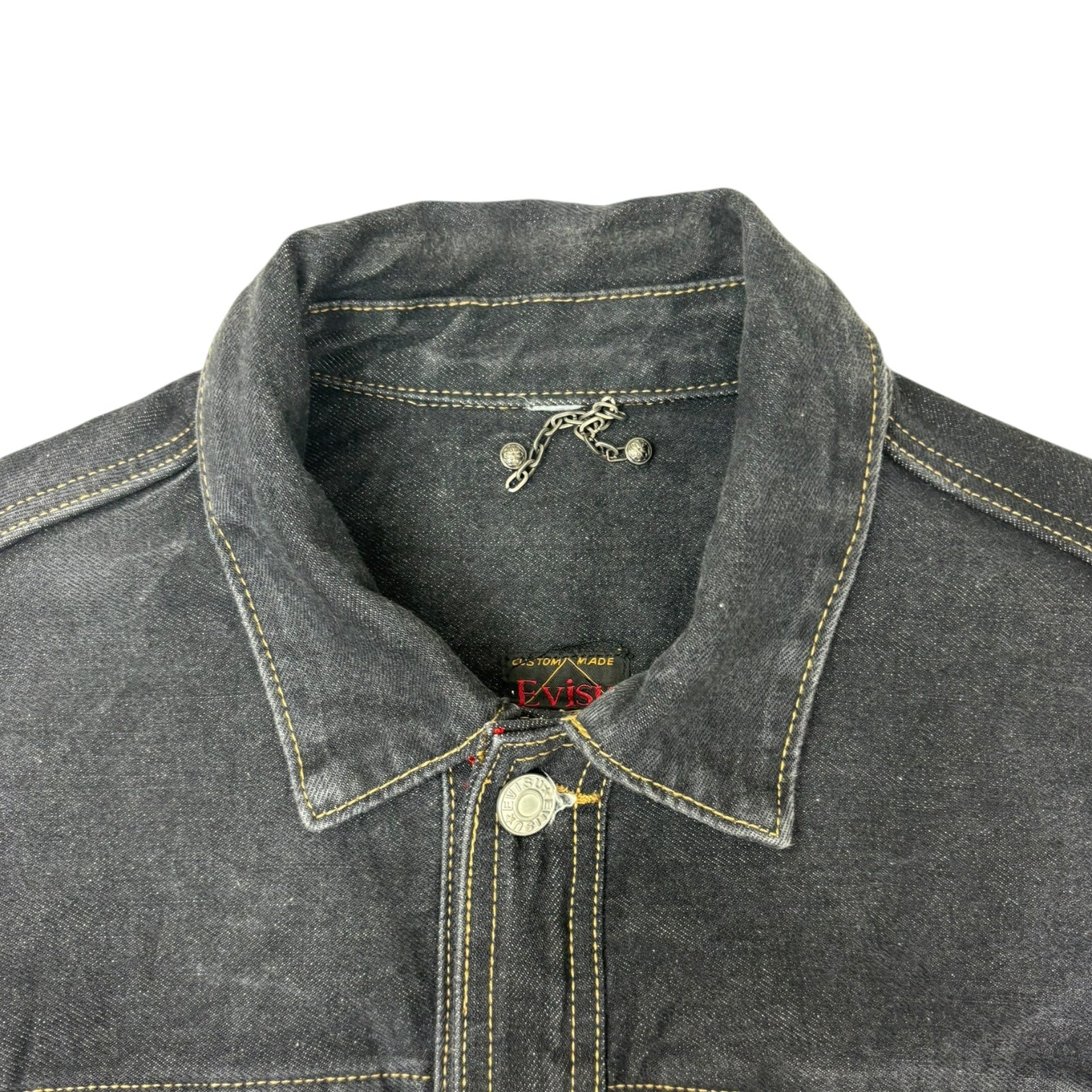 Evisu Embroidered Brocade Seagull Denim Jacket Dark Wash