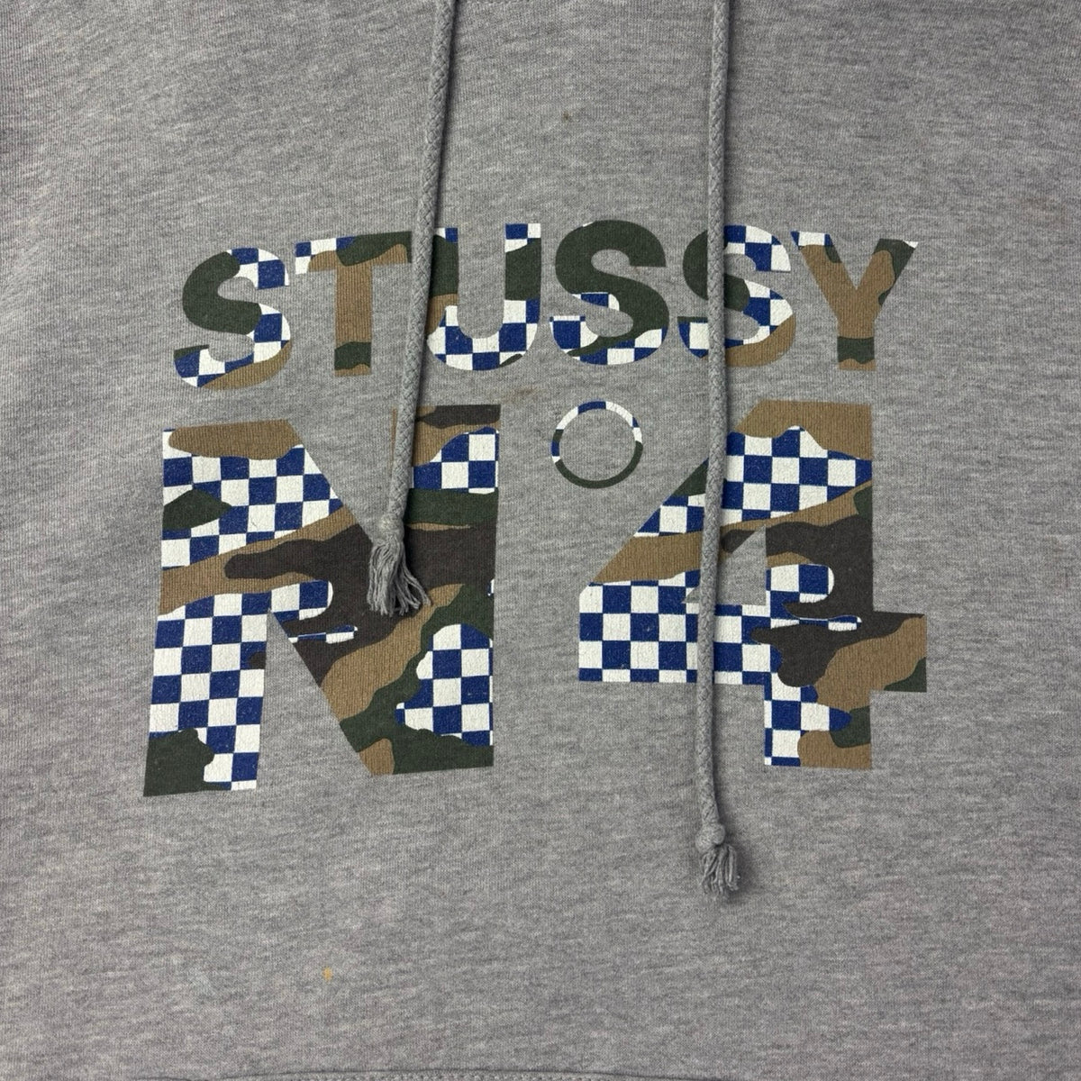 Stussy N°4 Camo Checkered Hoodie Grey
