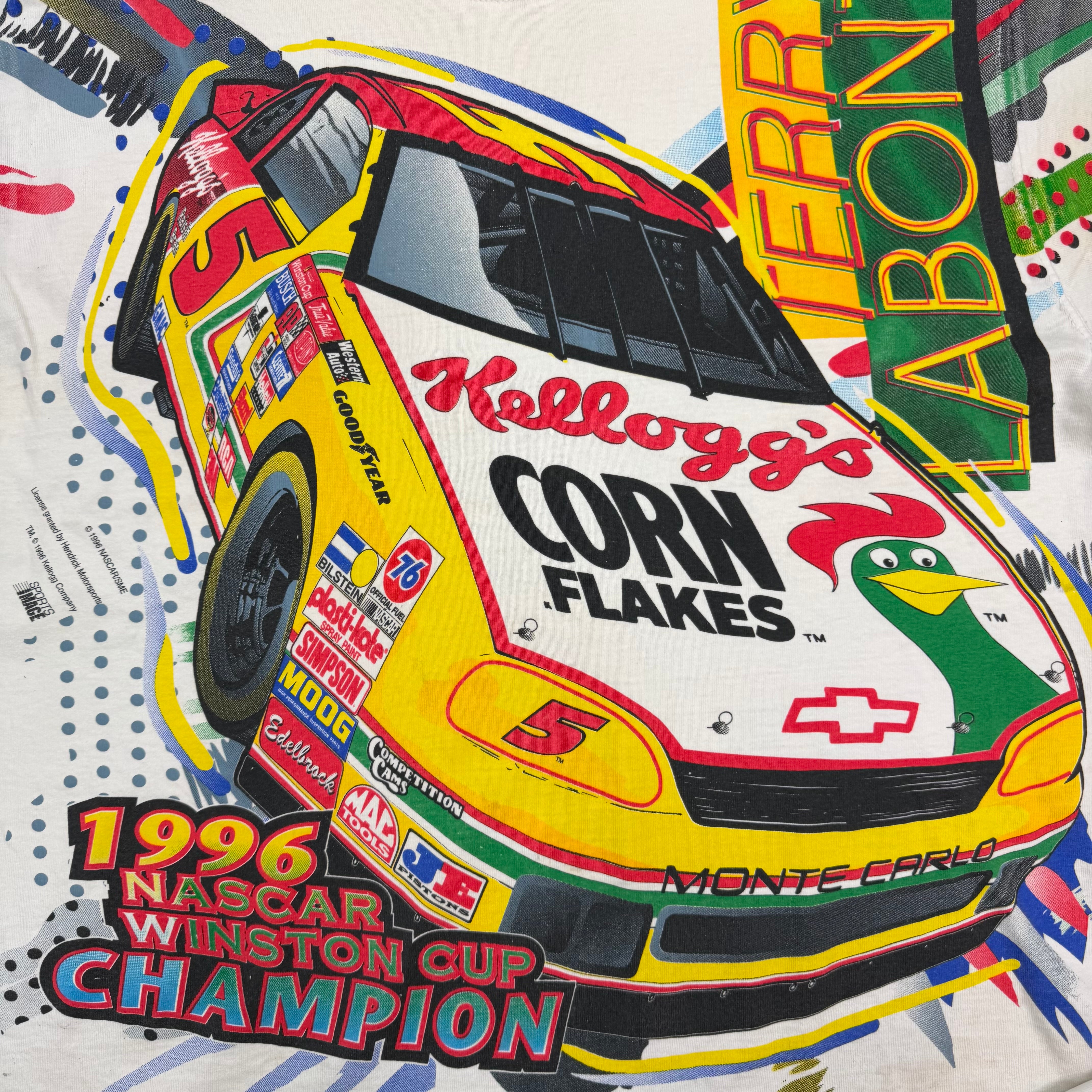 1996 Terry Labonte NASCAR Champion All Over Print Chase Racewear Tee White