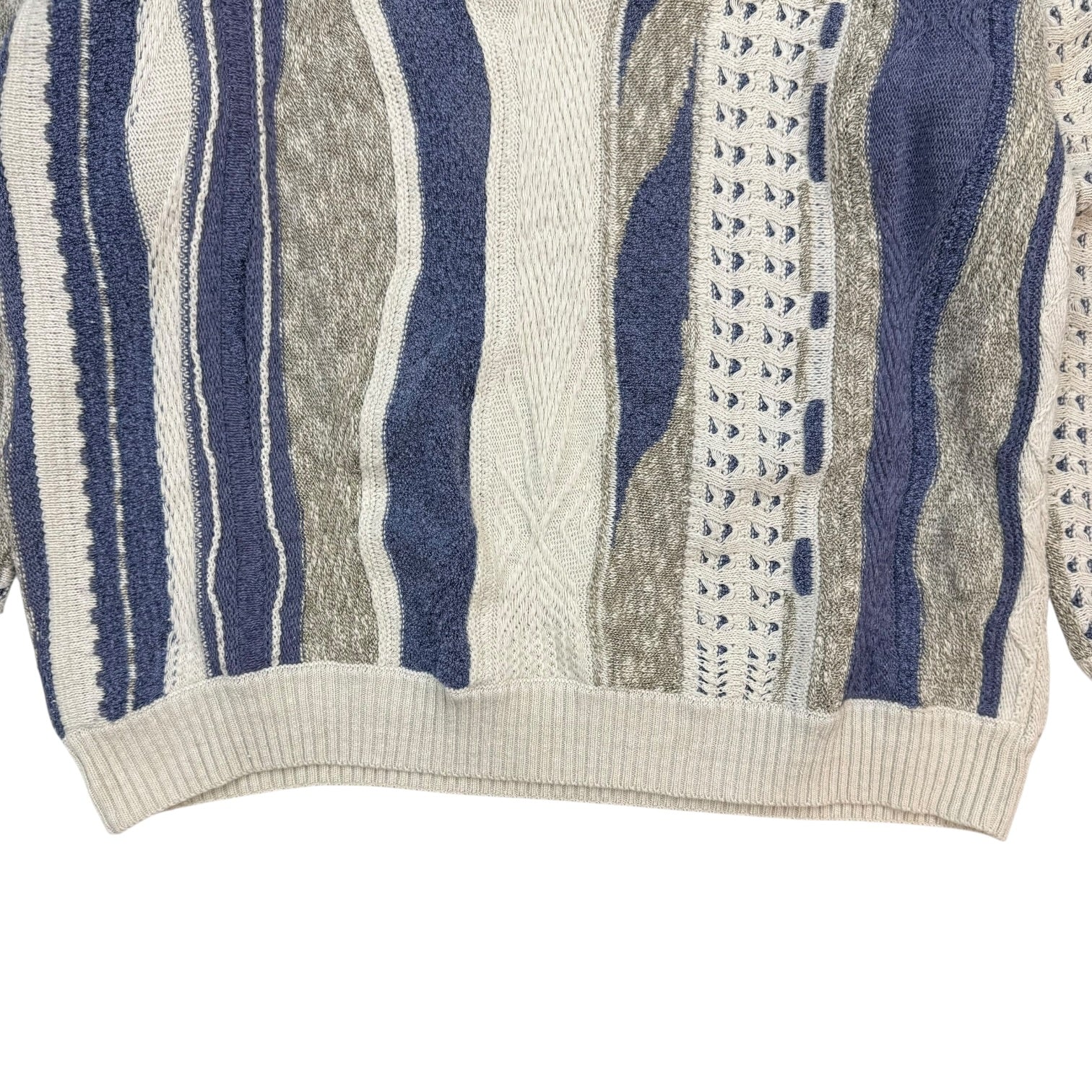 Vintage Jacques S Cable Knit Sweater White/Blue
