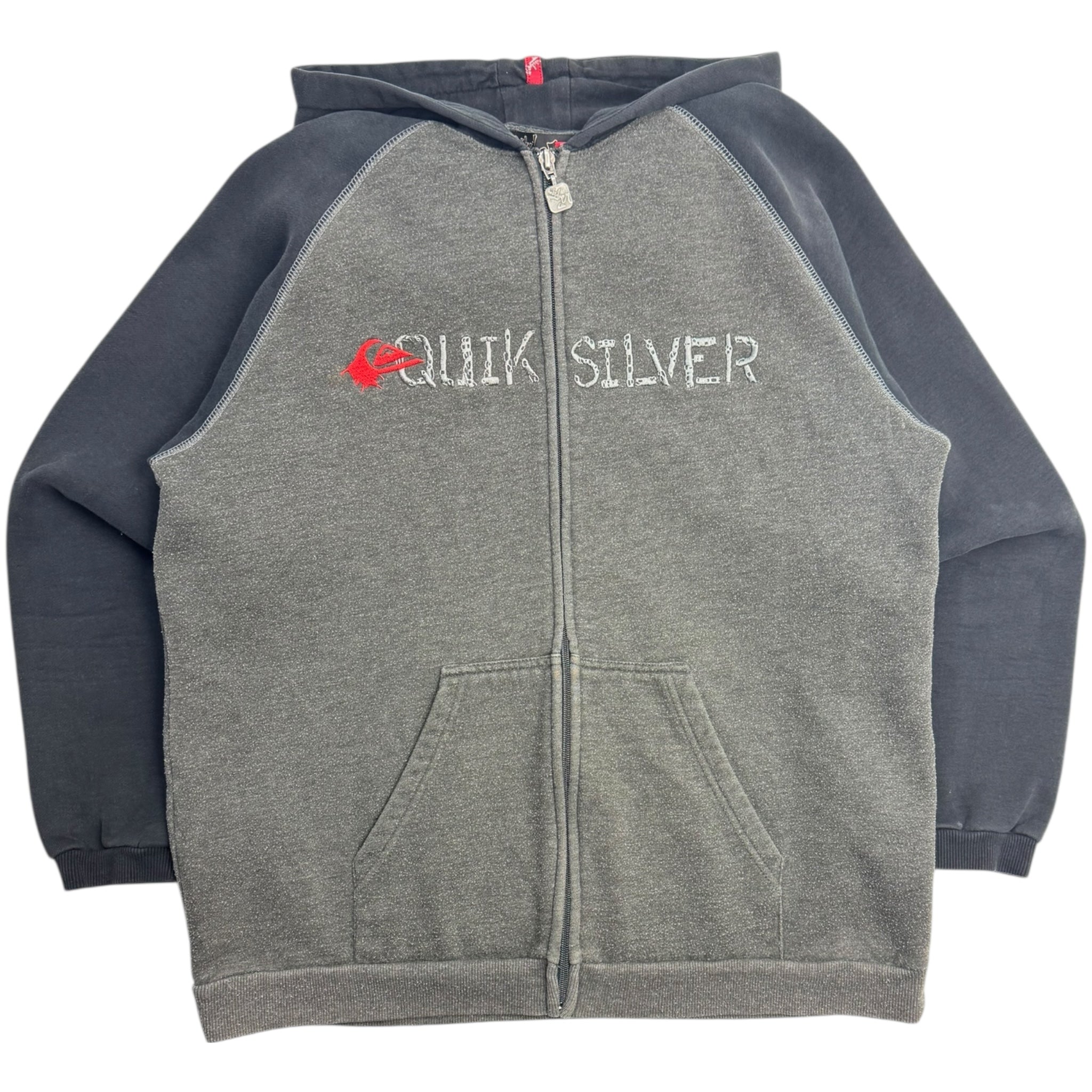 Y2K Quiksilver Zip Up Hoodie Grey/Black