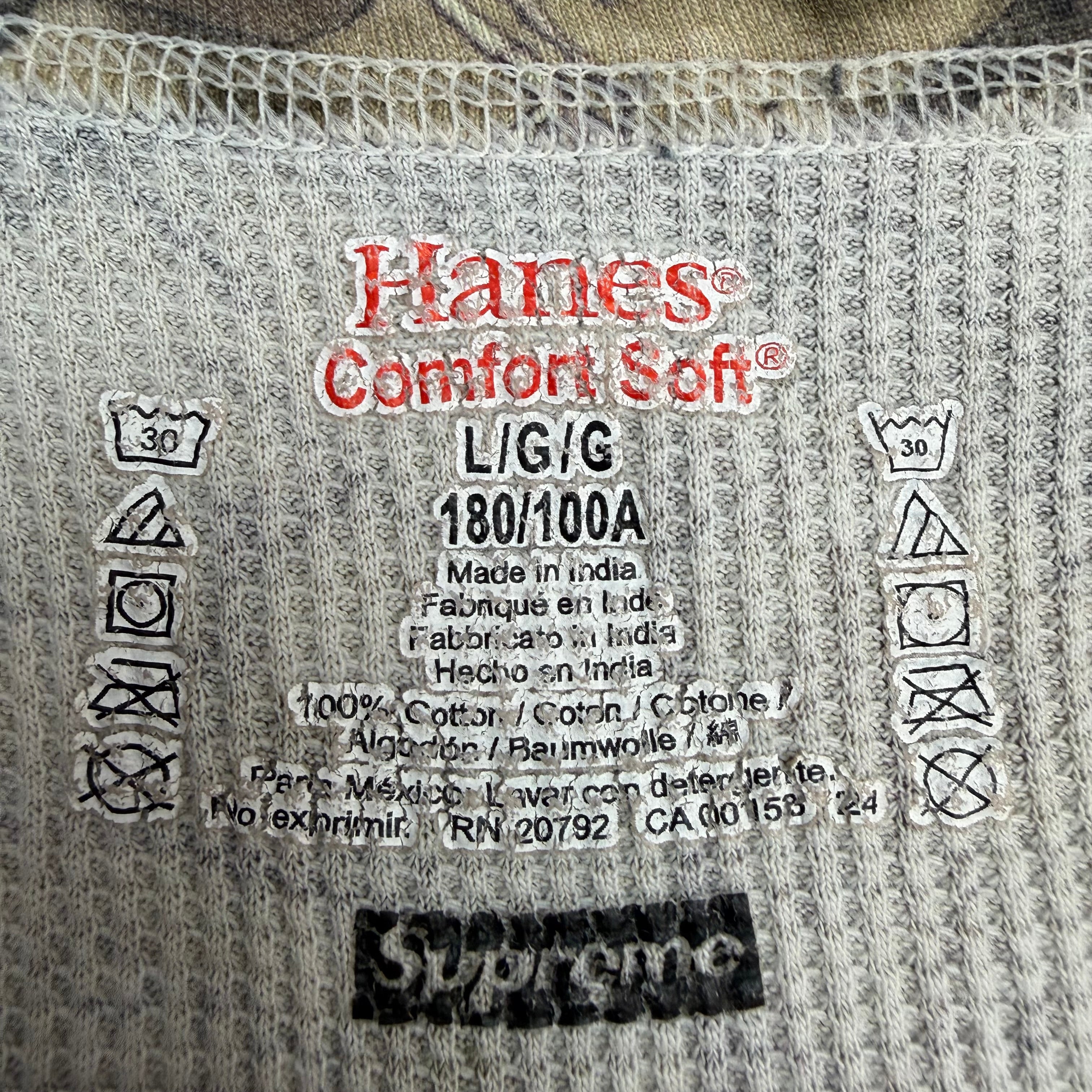 Supreme Hanes Bones Thermal Crew Woodland Camo