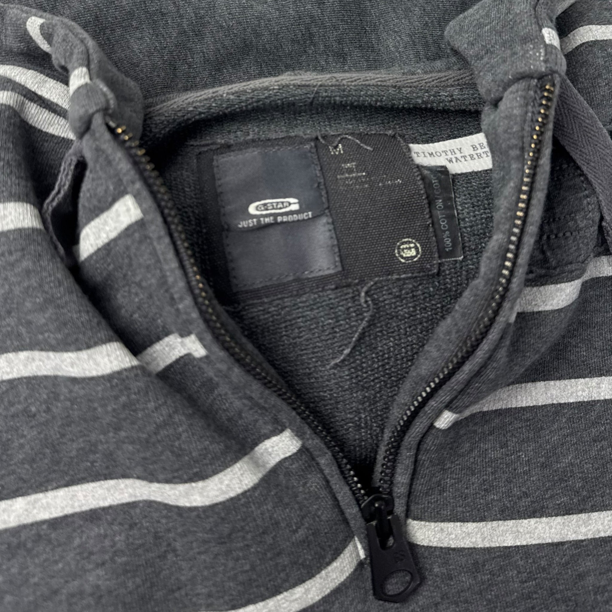 Vintage Y2K G-Star Striped Quarter Zip Hoodie