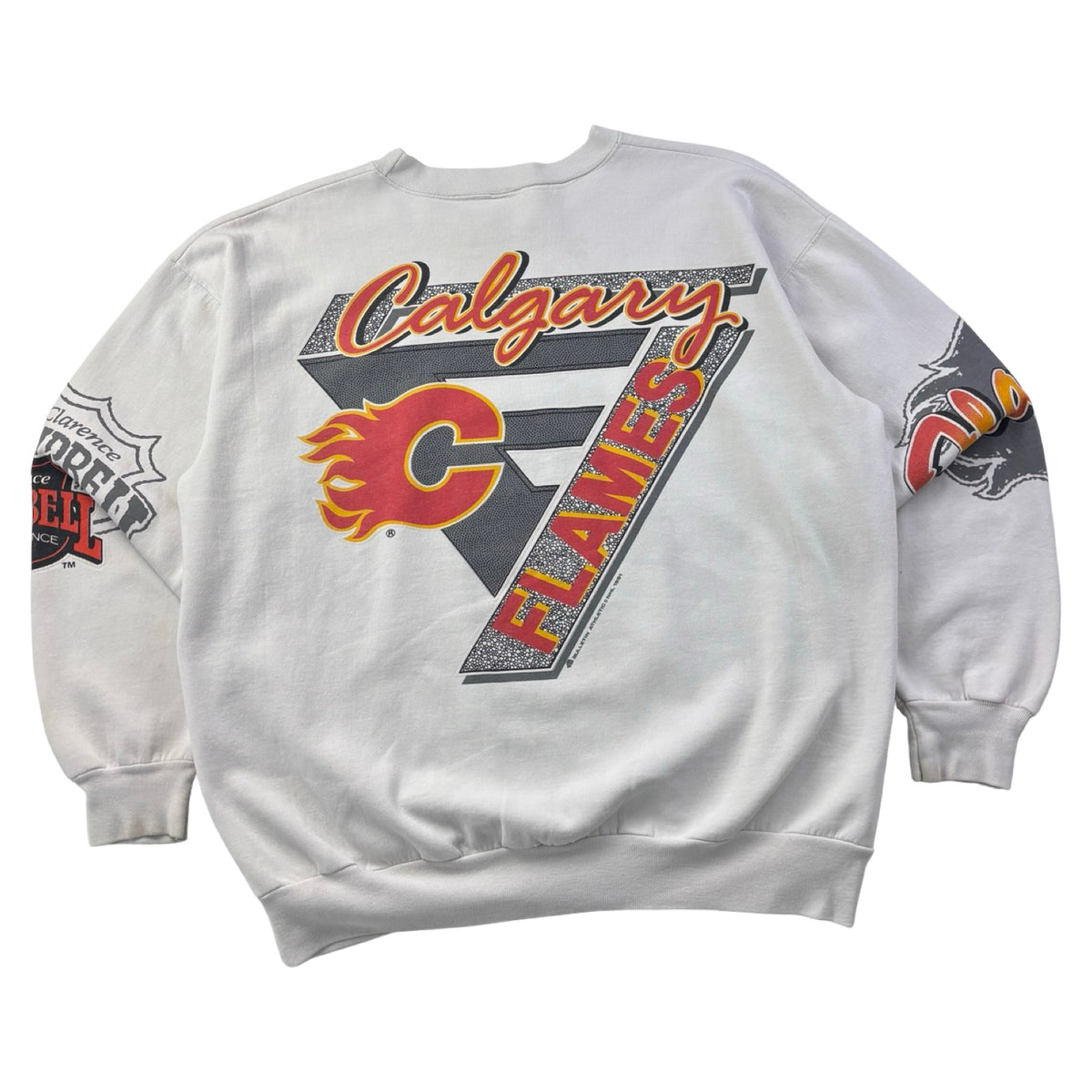 1991 Bulletin Athletic Calgary Flames Crewneck White