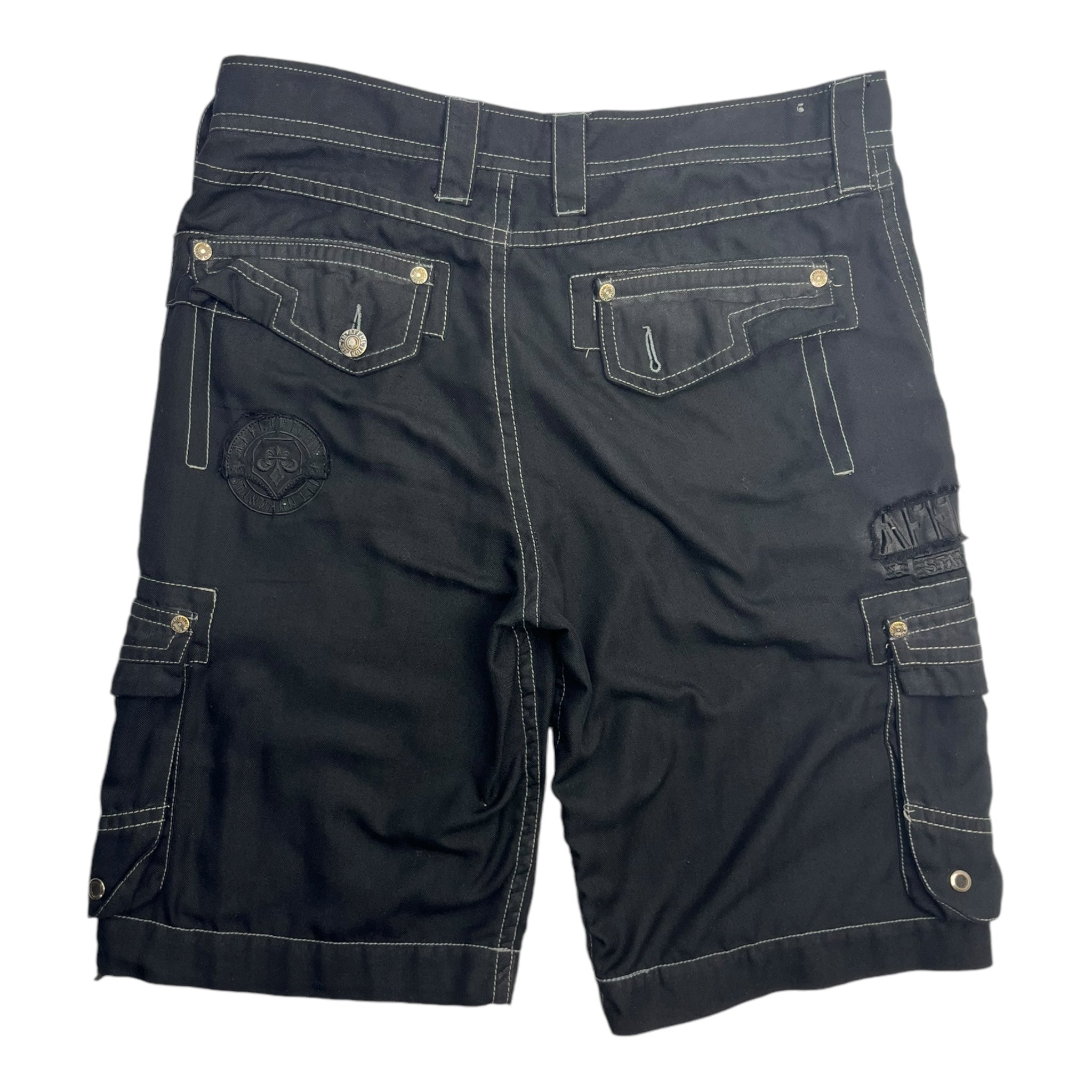 Affliction Contrast Stitch Cargo Shorts Black