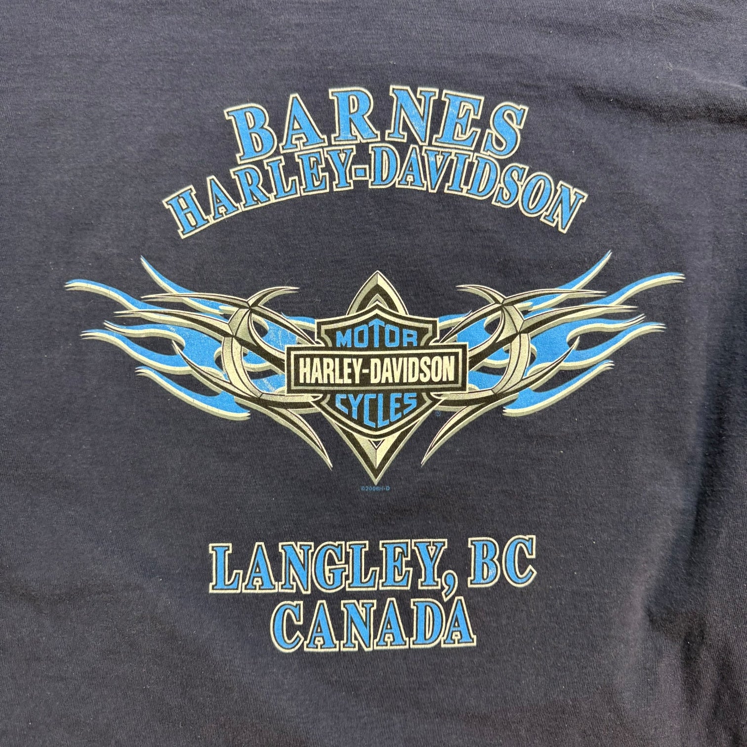 Vintage Harley Davidson Of Langley L/S Tee Navy Blue