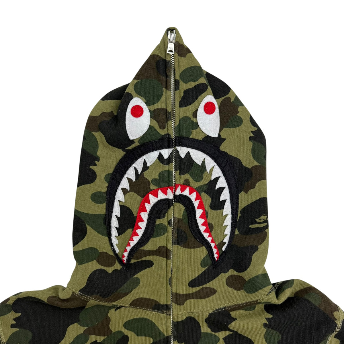 A Bathing Ape BAPE 1st Camo Full Zip Shark Hoodie Green