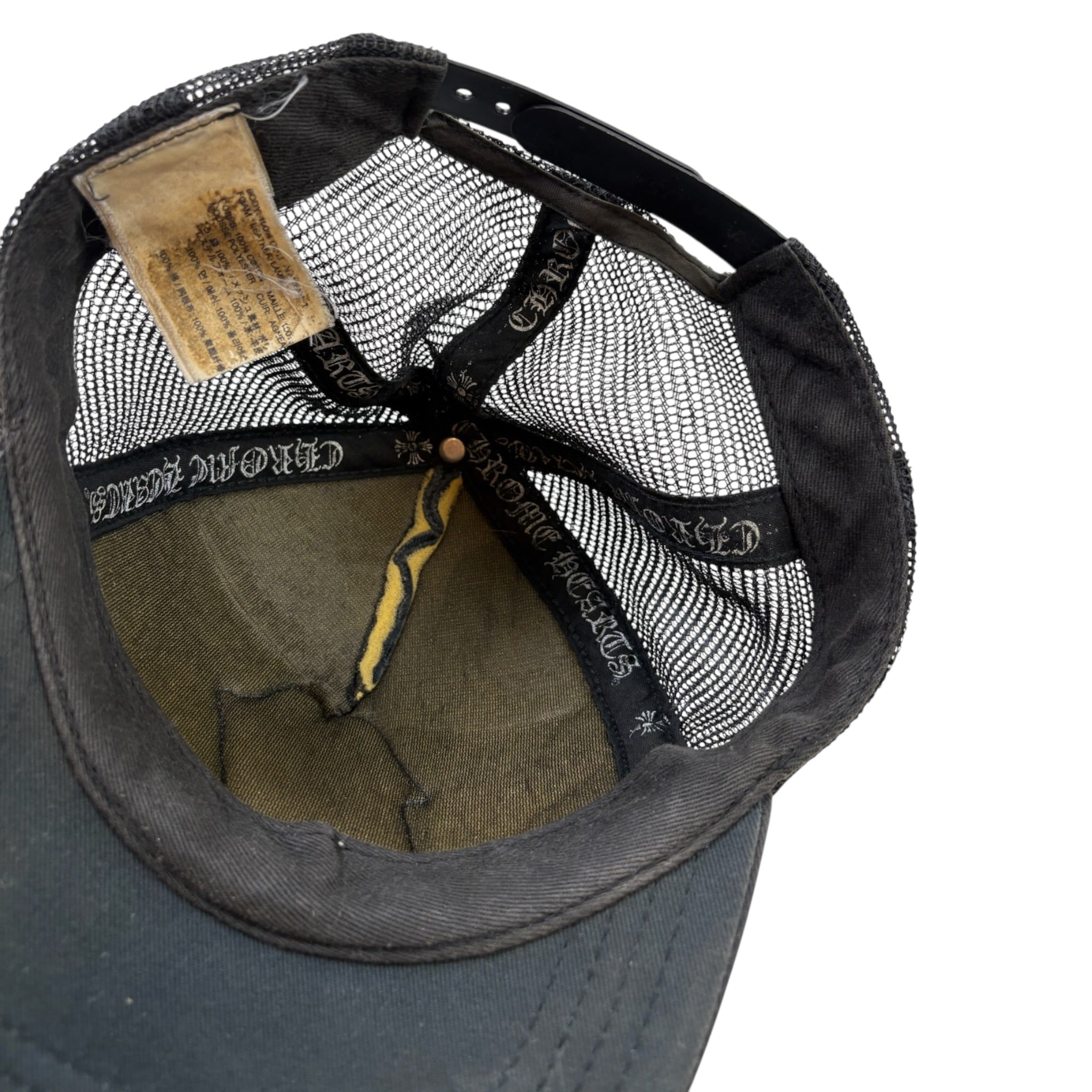Vintage Chrome Hearts x Rolling Stones Leather Trucker Hat Black