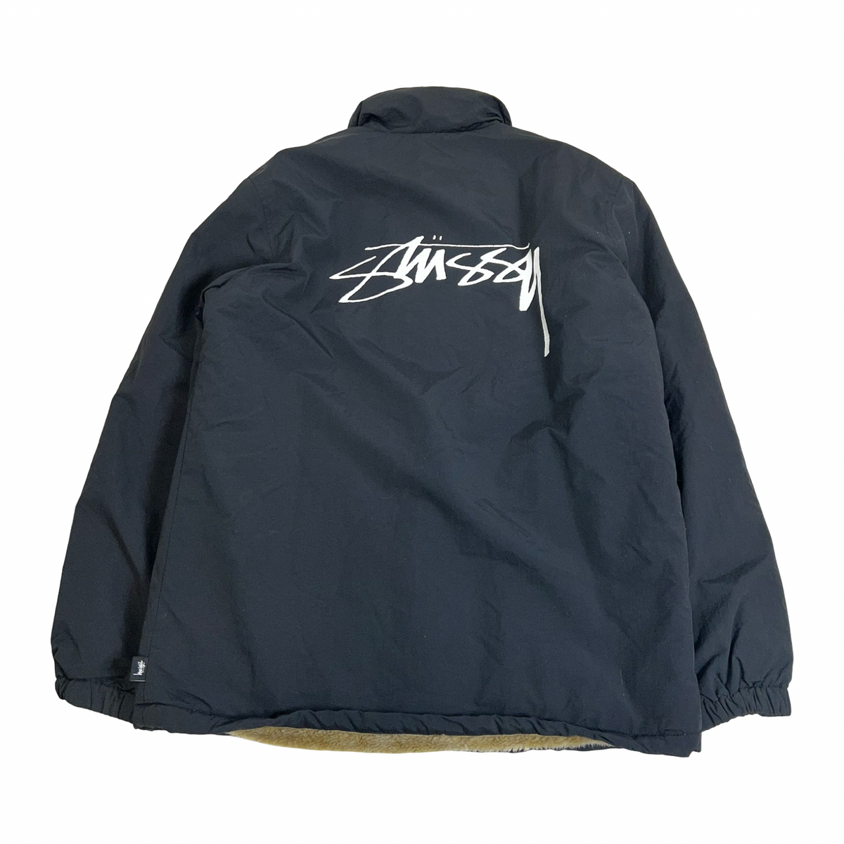 Stüssy Smooth Stock Faux Fur Lined Coach Jacket Black
