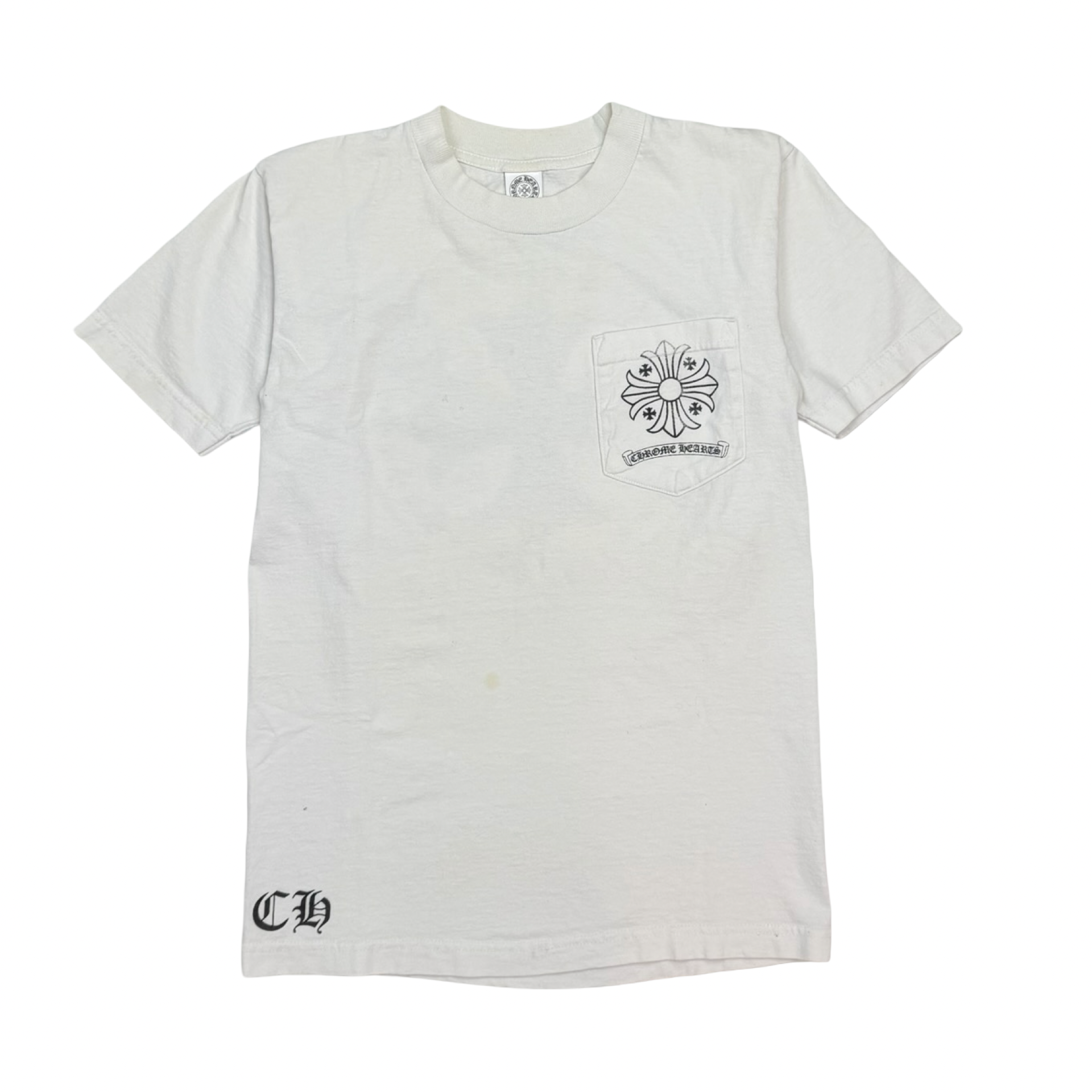 Vintage Chrome Hearts Cross Stamp Pocket Tee White
