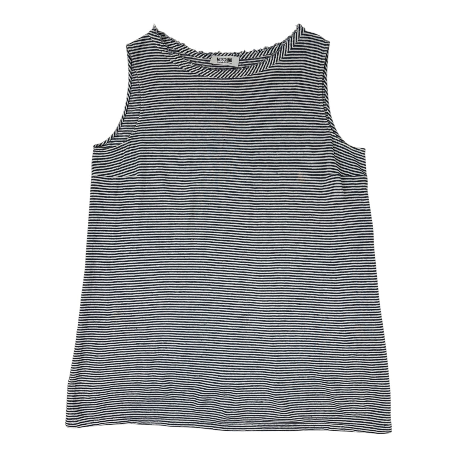 (W) Moschino Striped Ruffle-Collar Tank Top