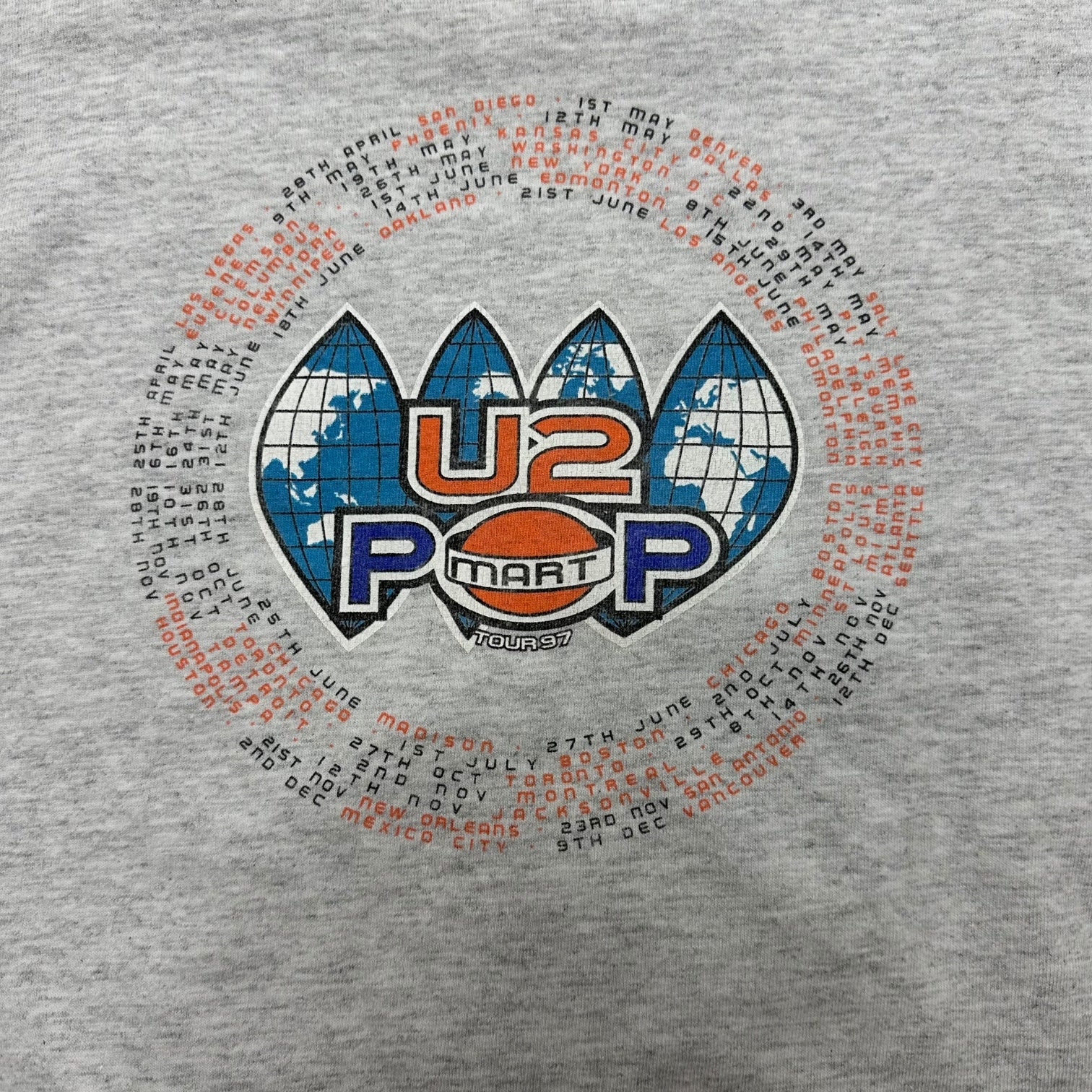 1997 U2 Pop Mart Tour Tee Grey