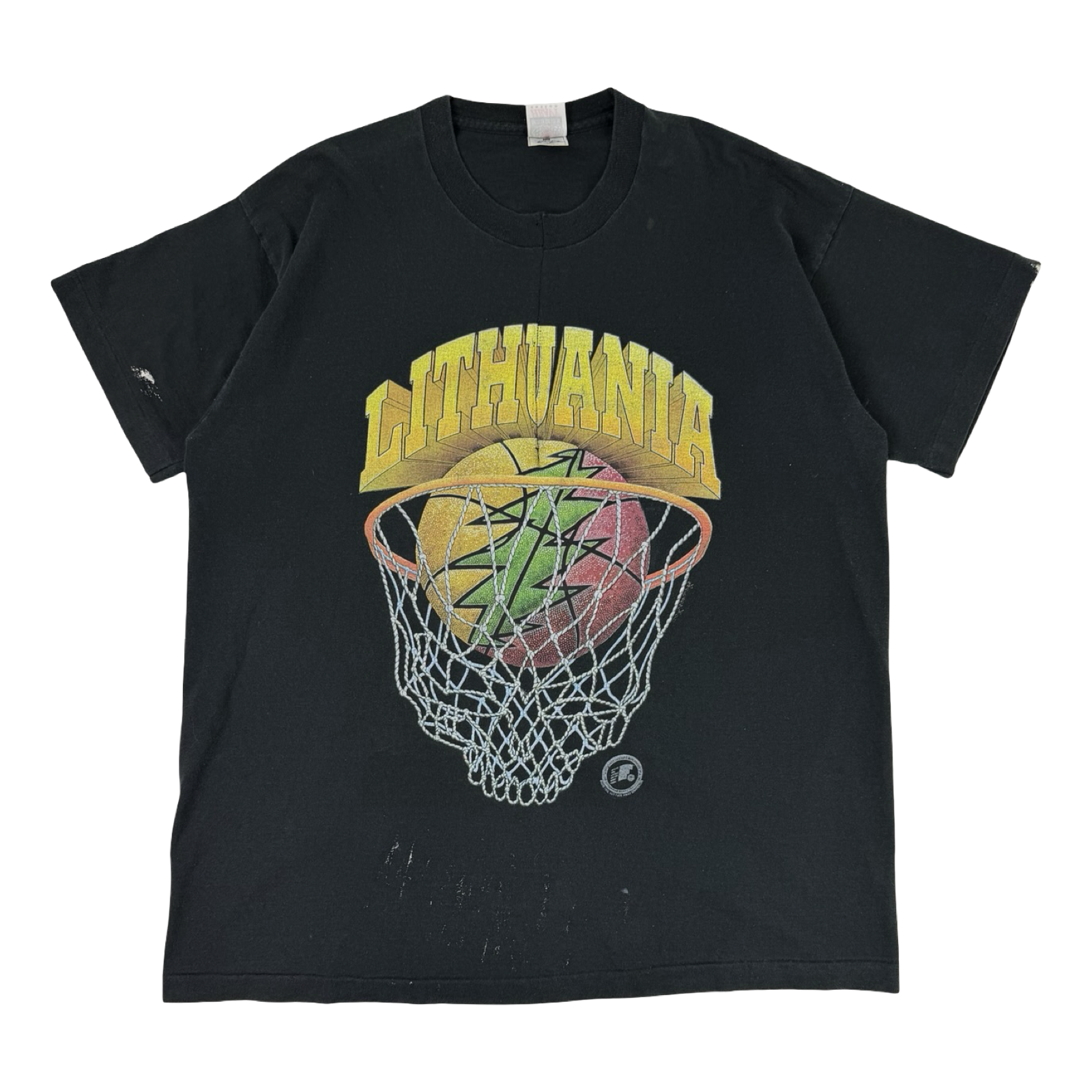 Vintage 1996 Lithuania Basketball T-Shirt Black