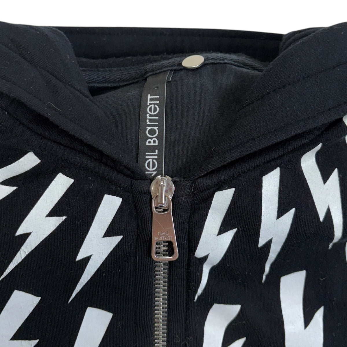 Neil Barrett Fairisle Thunderbolt Zip-Up Hoodie Black