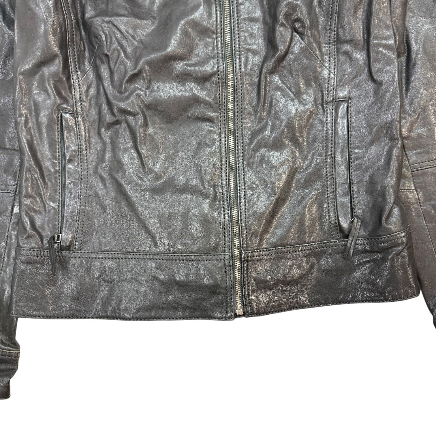 (W) Vintage Danier Leather Asymetric Zip Jacket Black