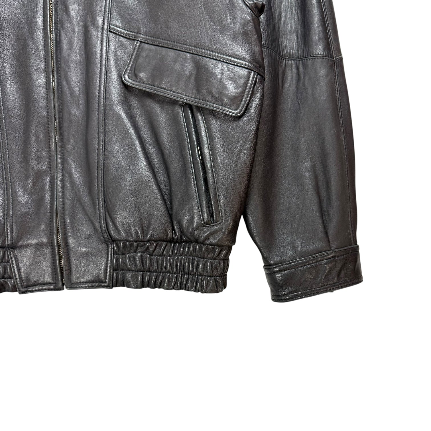 Vintage Style Auto Leather Jacket Black