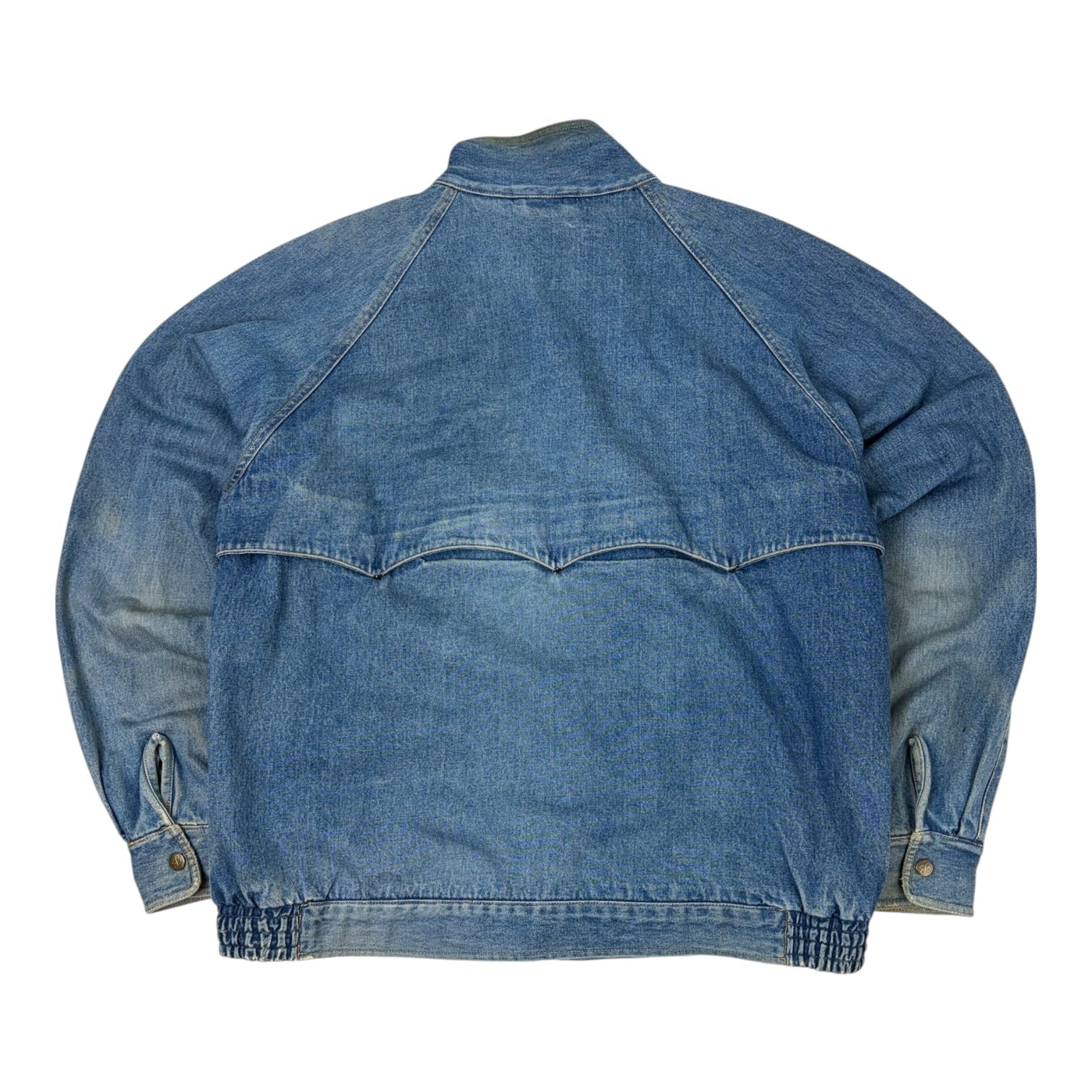 Vintage Eddie Bauer Washed Denim Bomber Jacket Blue