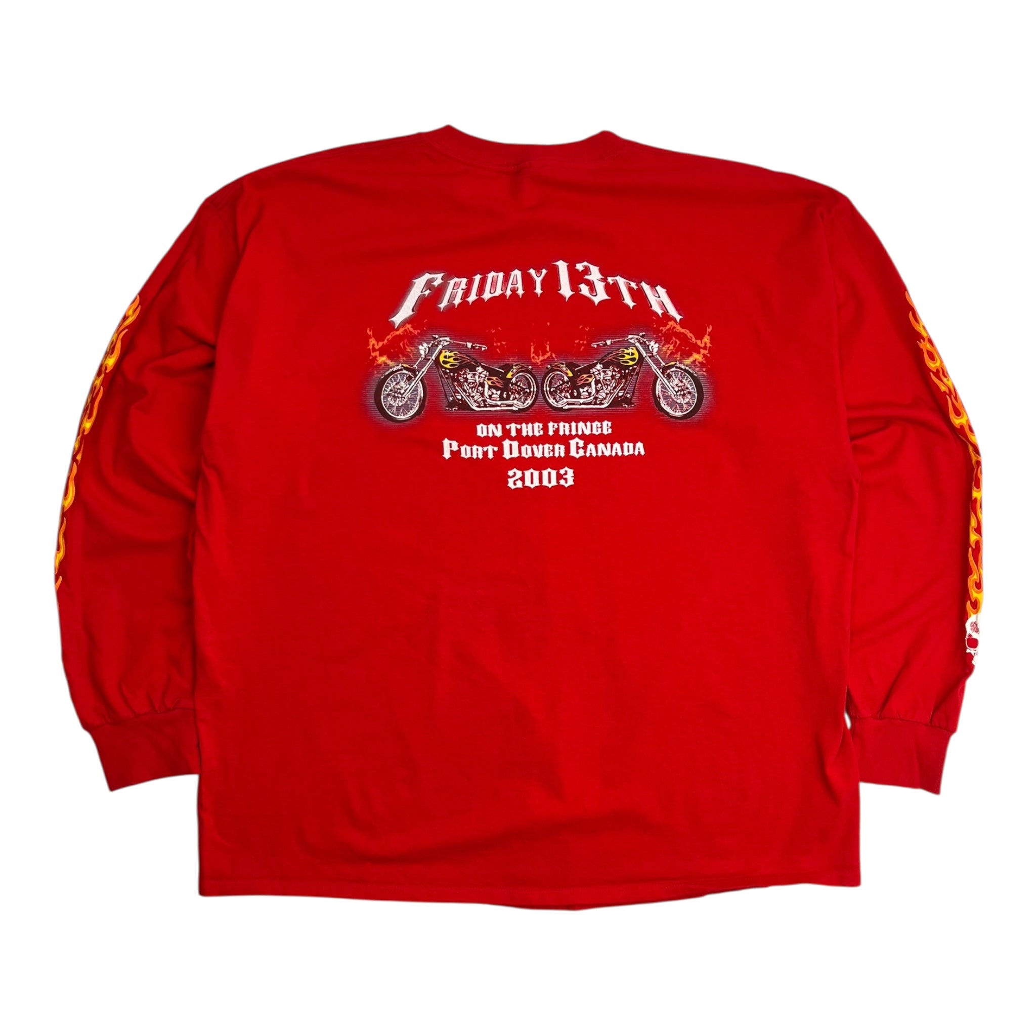 2003 Friday The 13th Port Dover Bike Rally Flame Sleeve T-Shirt