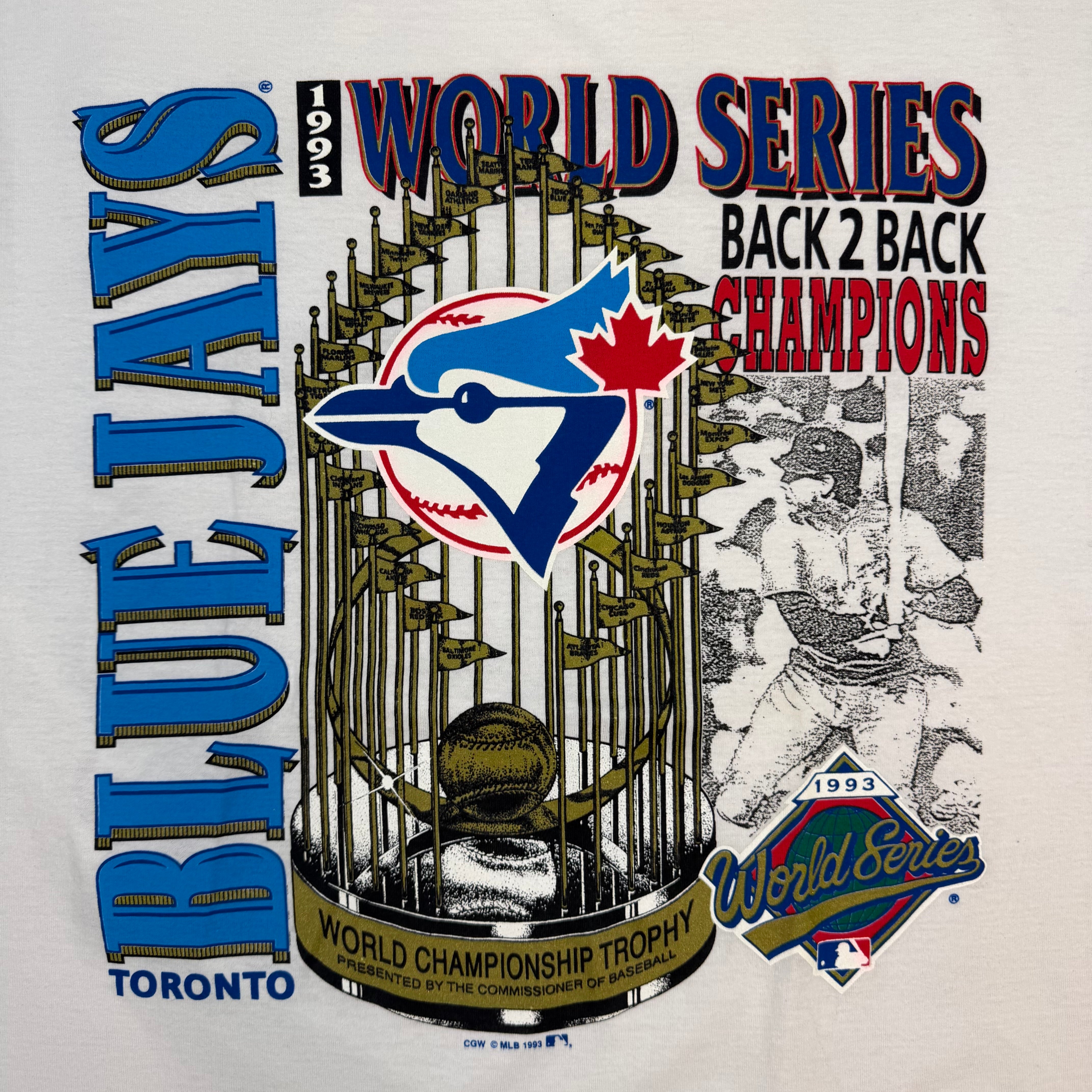 1993 Toronto Blue Jays World Series Back 2 Back Champions Tee White