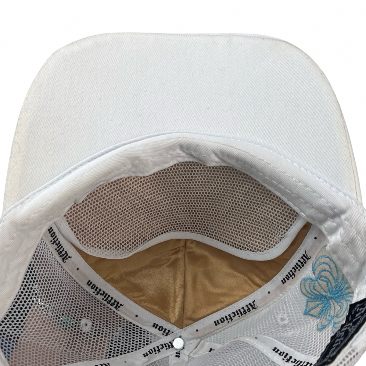 Vintage Y2K Affliction Embroidered Skull Trucker Hat White