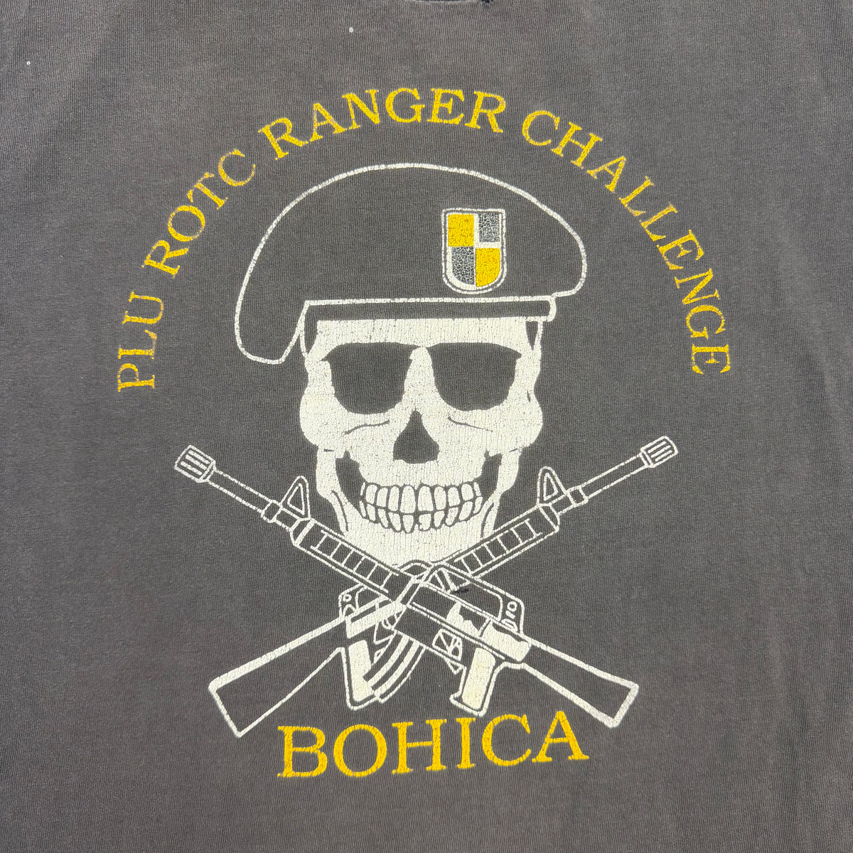 Vintage Plu ROTC Danger Challenge Cut Off Tee Faded Black