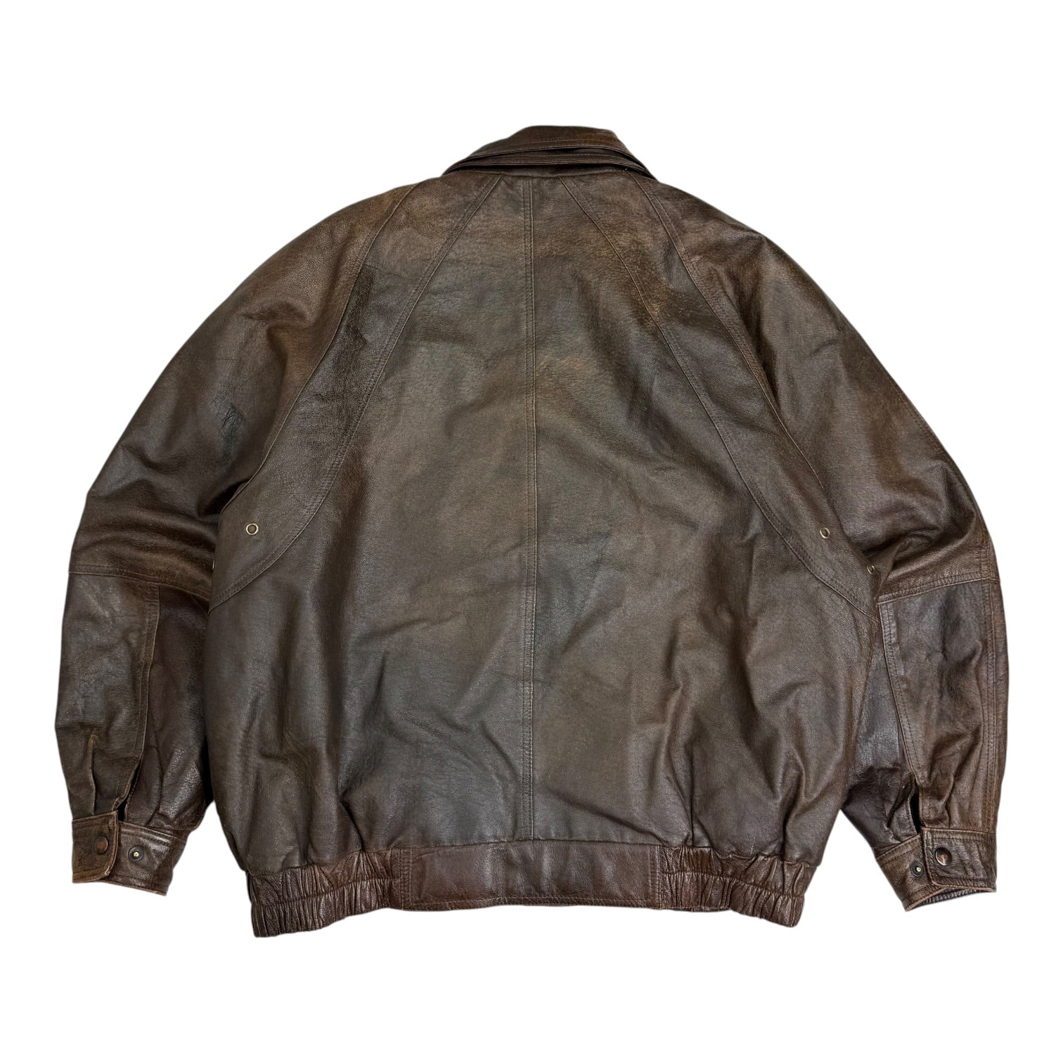 Vintage Pelle Cuir Leather Bomber Jacket Brown
