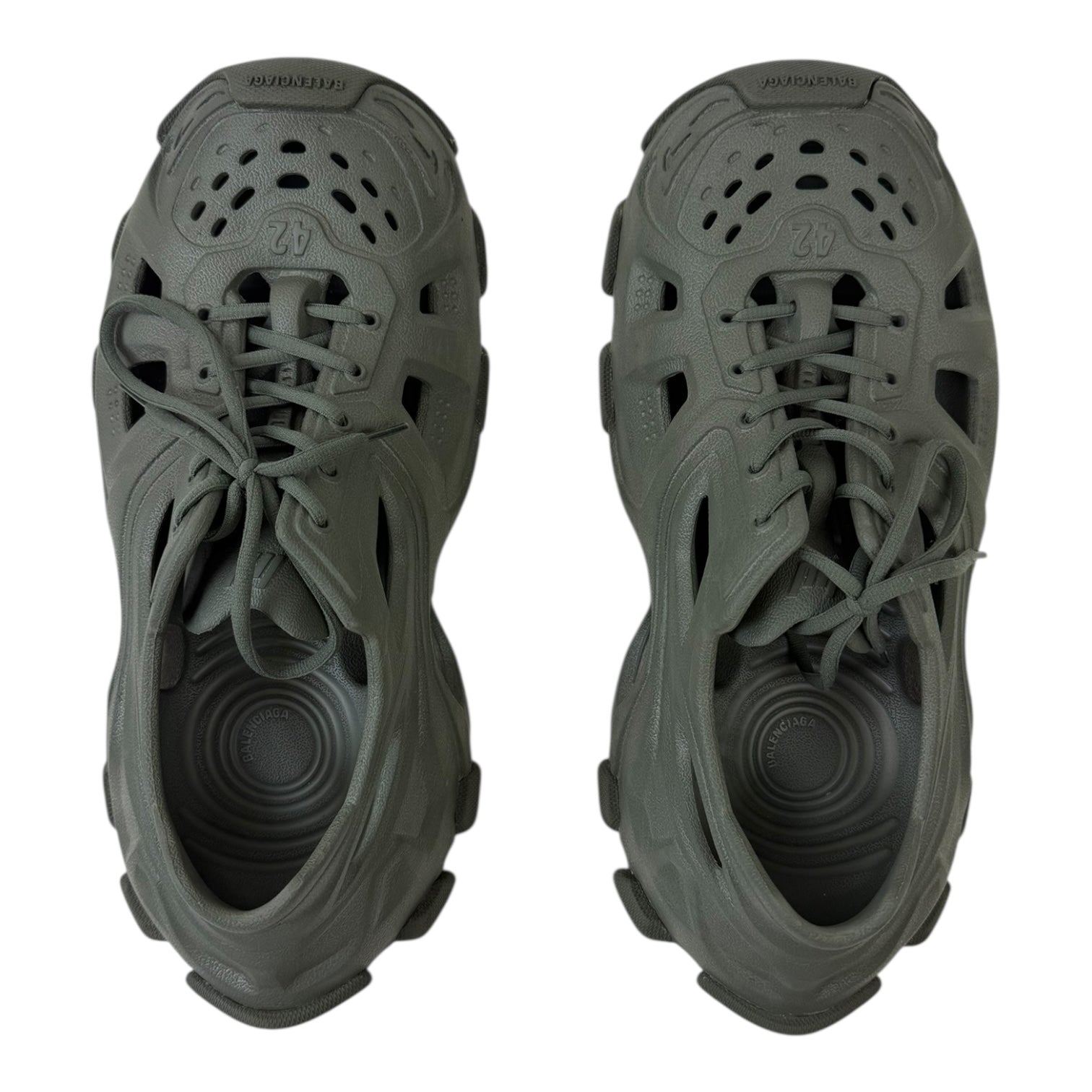 Balenciaga Men's HD Lace-Up Cut Out Sneaker Olive (Used)