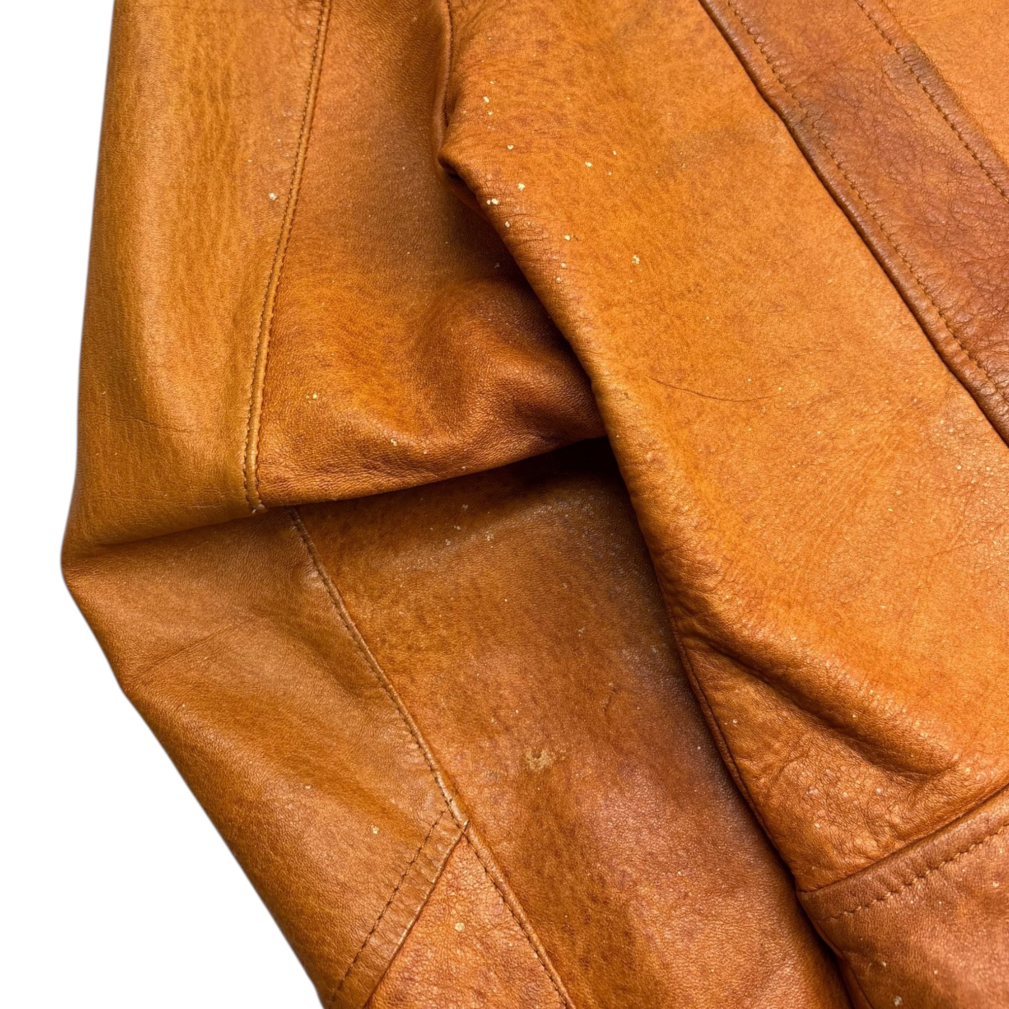 Vintage Rice Sports Wear Leather Jacket Brown