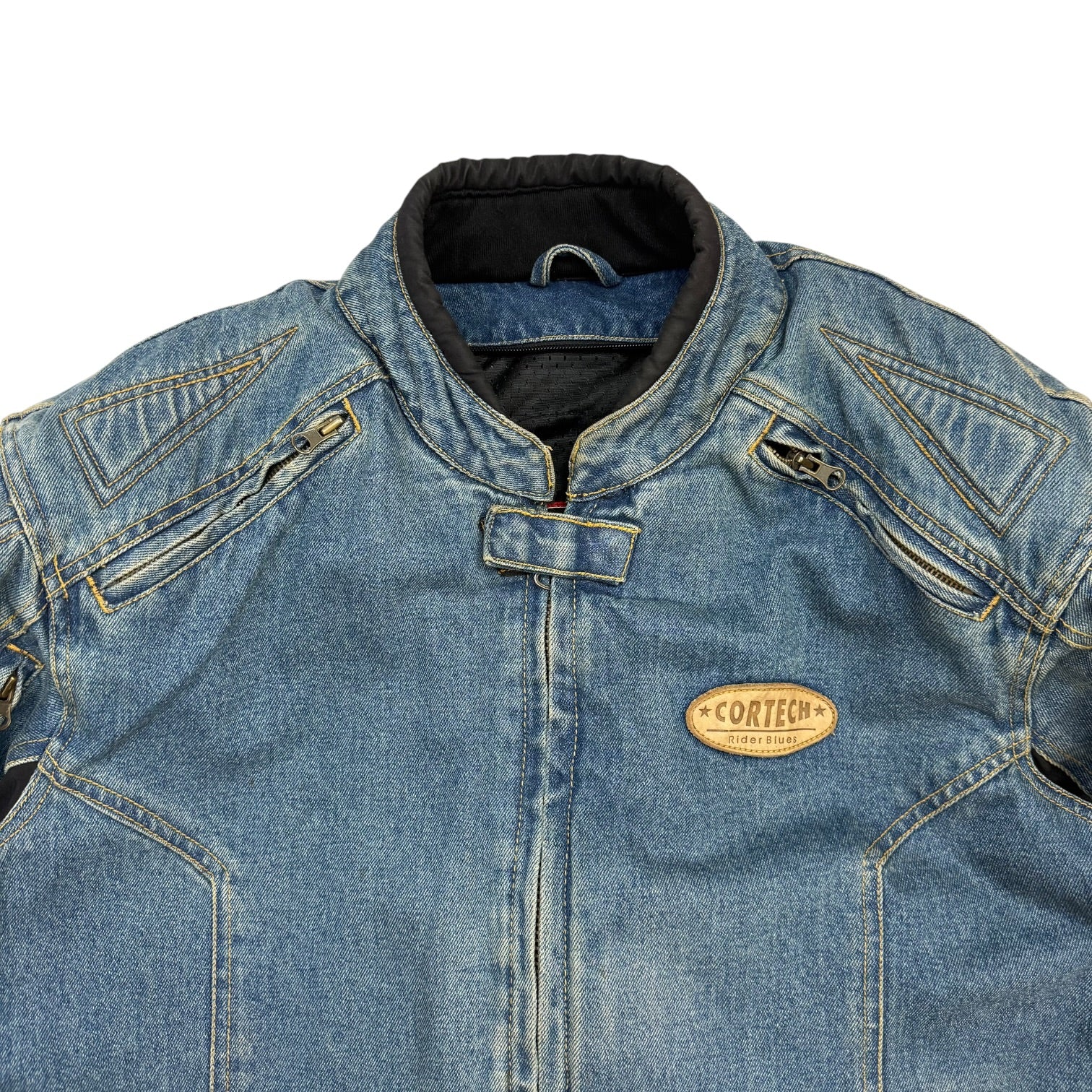 Vintage Cortech Rider Blues Denim Motorcycle Jacket Light Wash