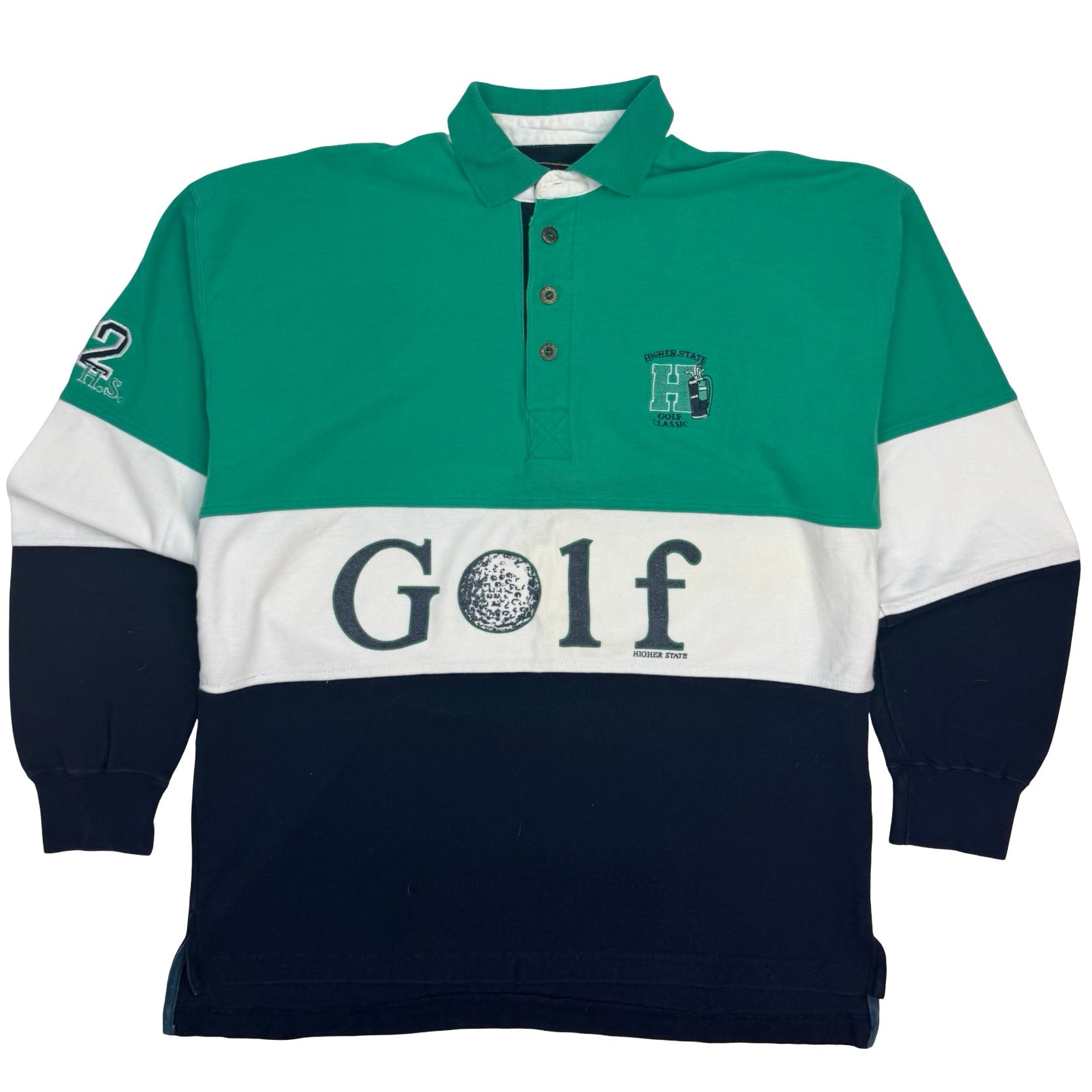 Vintage Higher State Golf Classic Rugby Polo Longsleeve Green