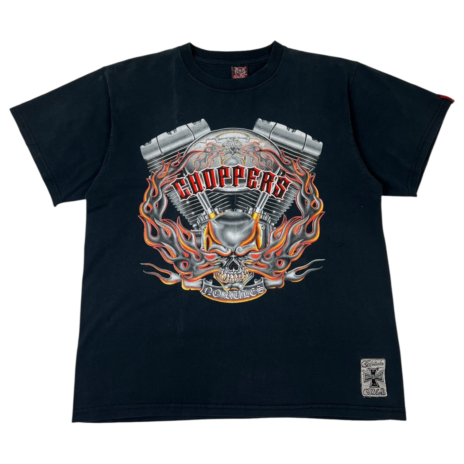 Vintage Custom Bikers Choppers Engine T-Shirt Black