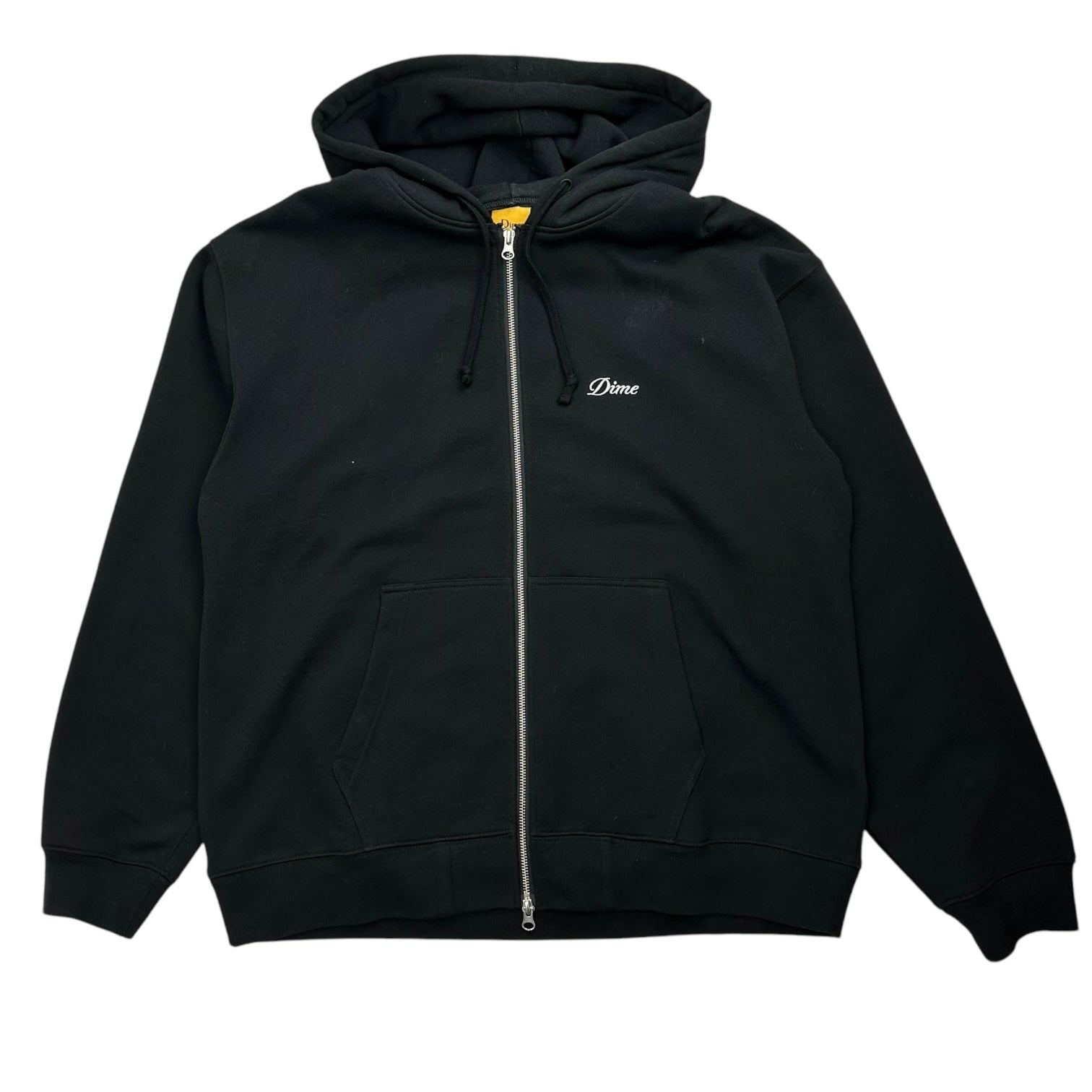 Dime Cursive Small Logo Zip Up Hoodie Black