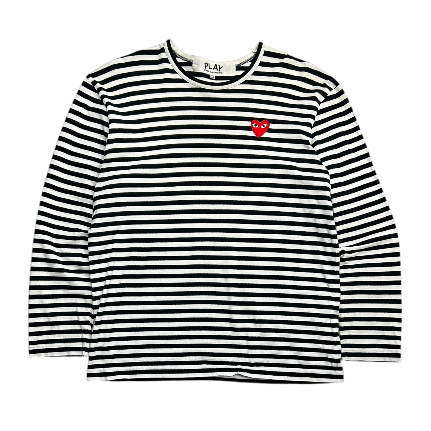 Comme De Garcons Heart Stripe Long Sleeve T-Shirt