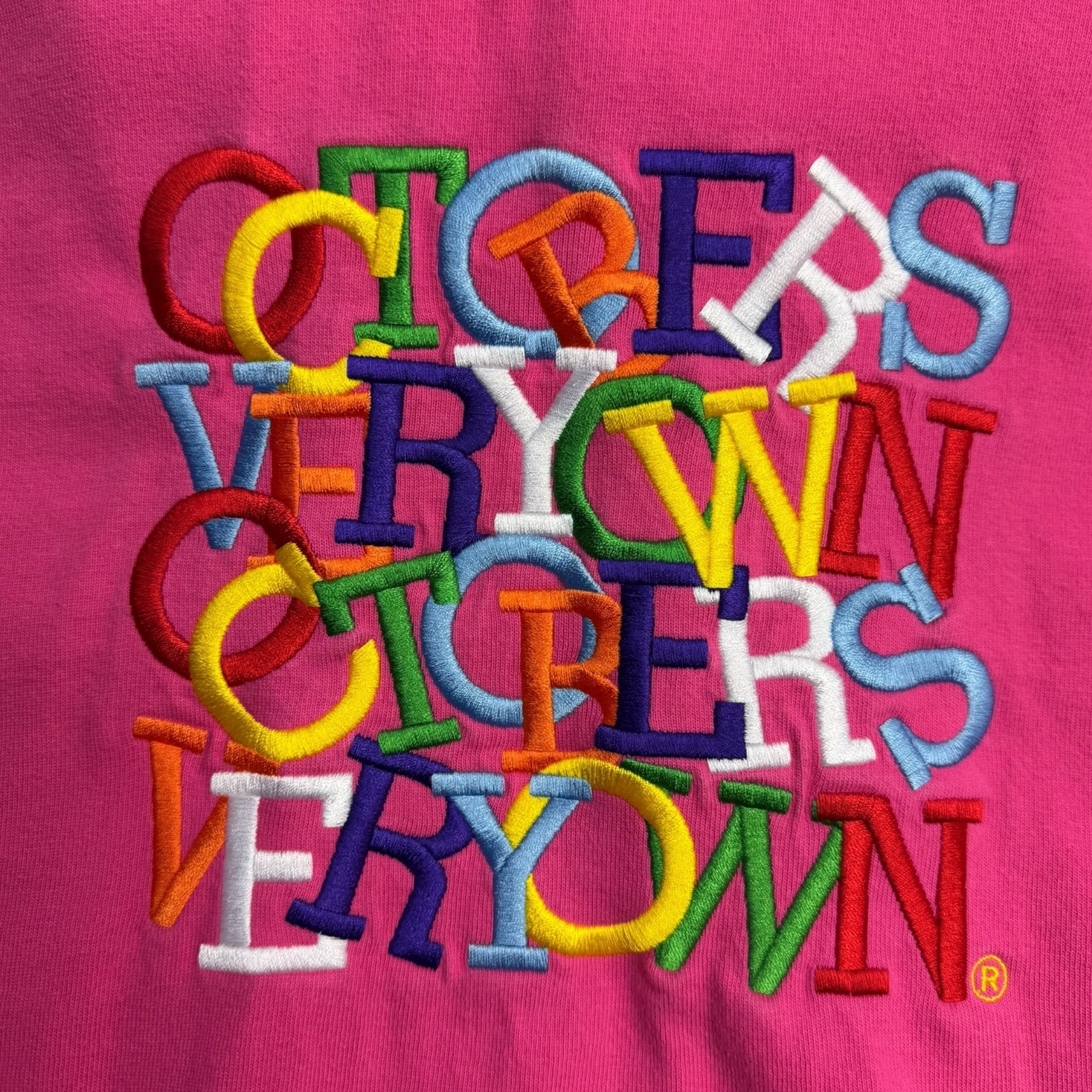 OVO Spellout Stacked Embroidered Hoodie Pink