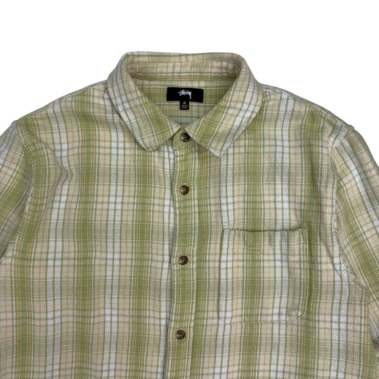 Stussy Beach Plaid Button Up Shirt Lime