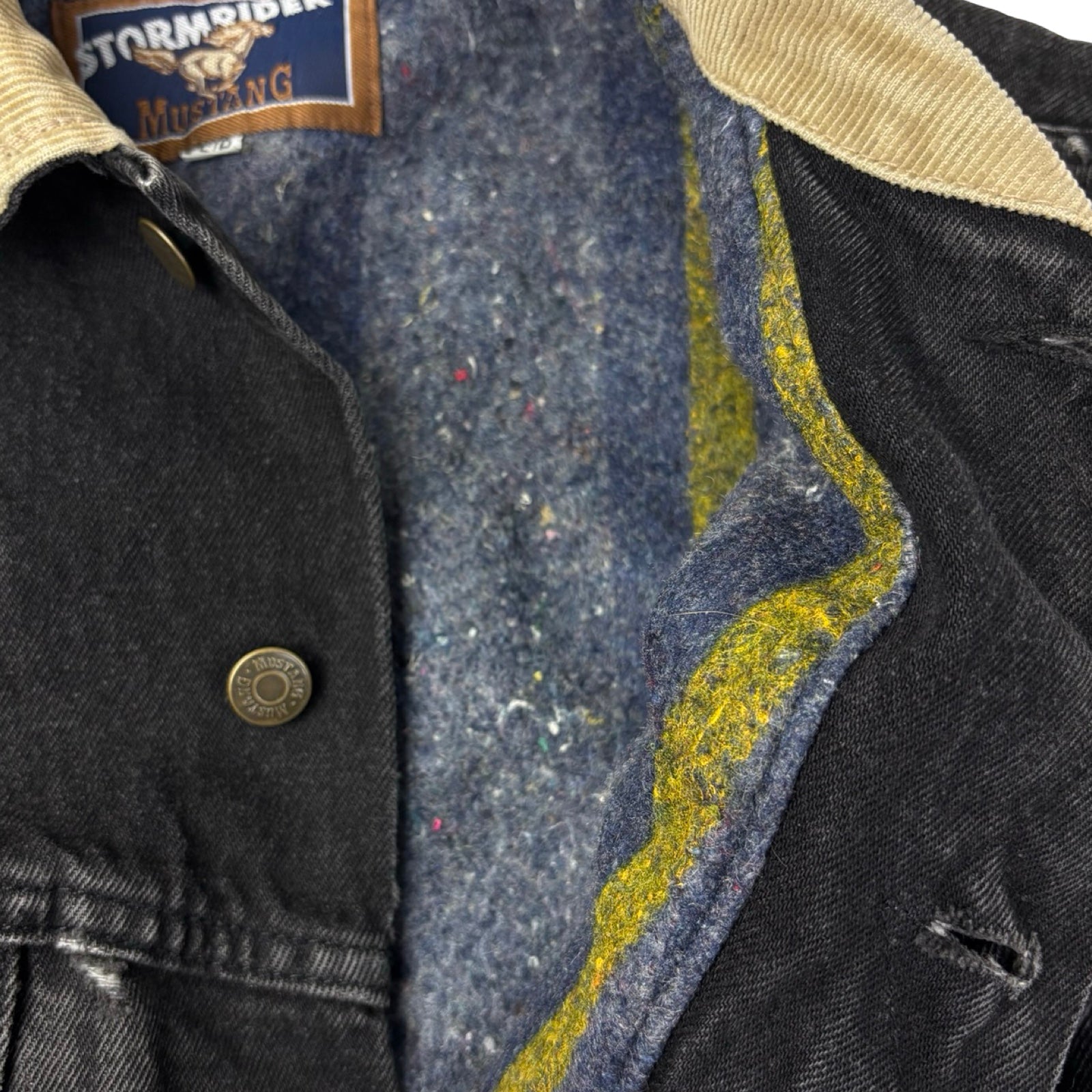 Vintage Storm Rider Mustang Denim Trucker Jacket Washed Black