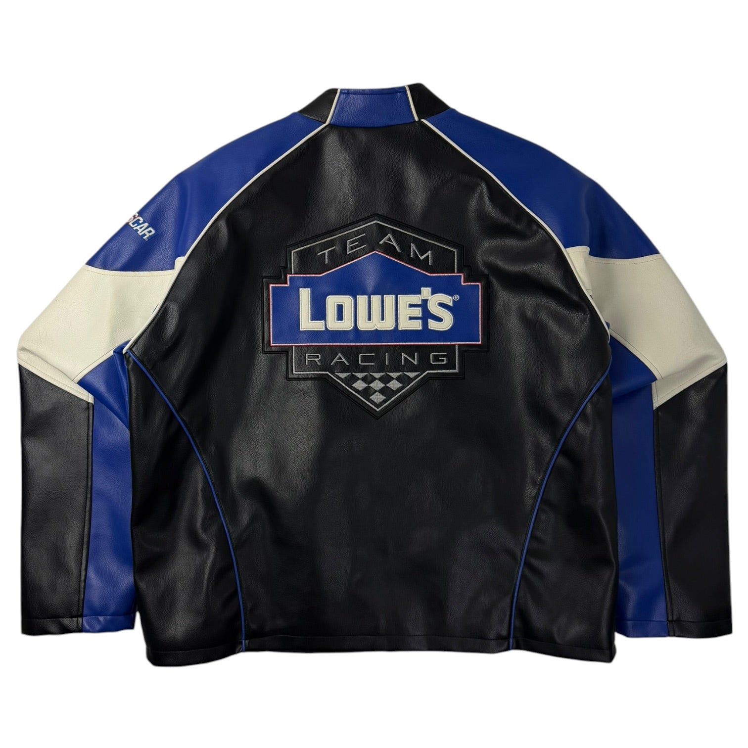 Vintage Lowes Jimmie Johnson Leather Racing Jacket Black/Blue