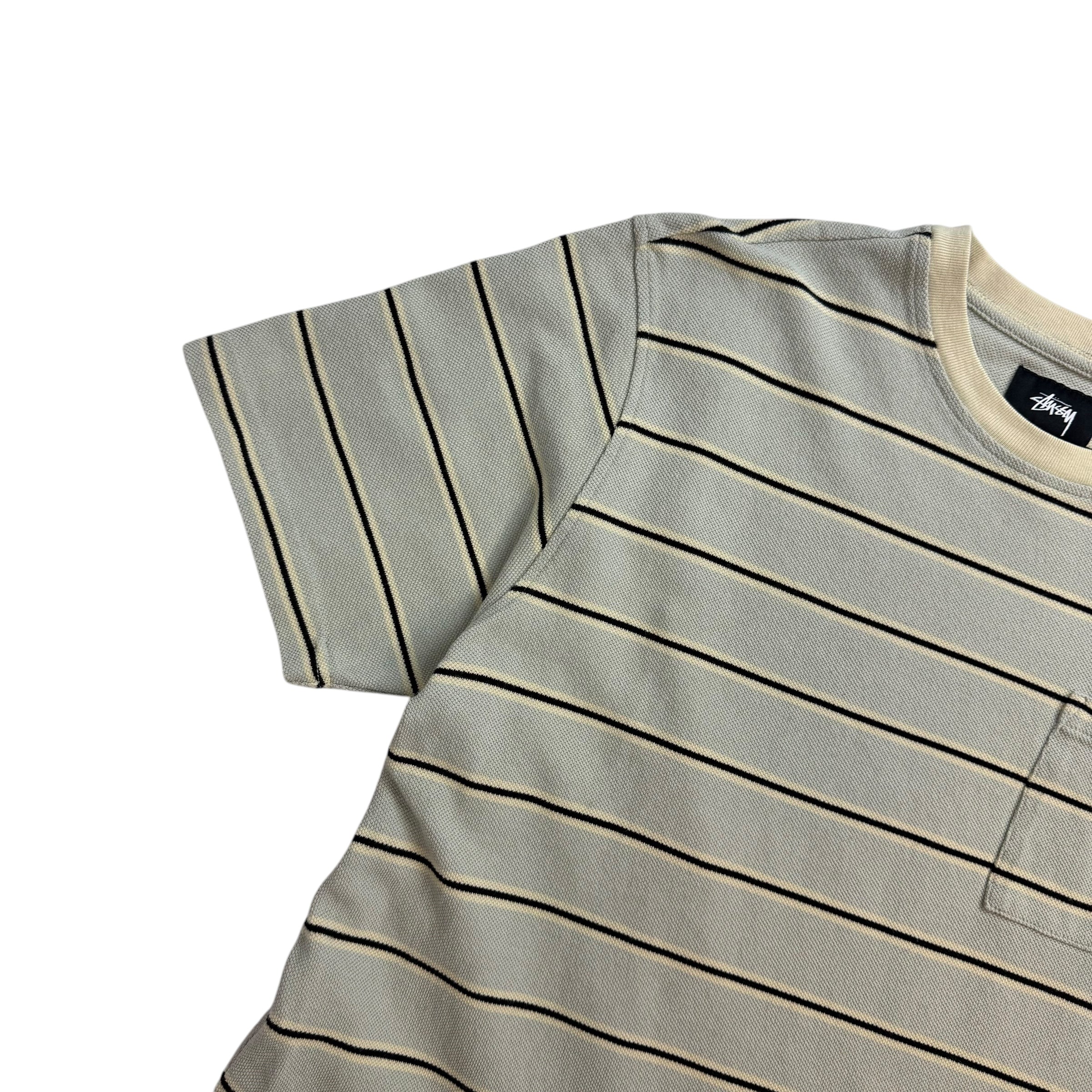 Stussy Classic Mini Stripe Pocket Tee Grey