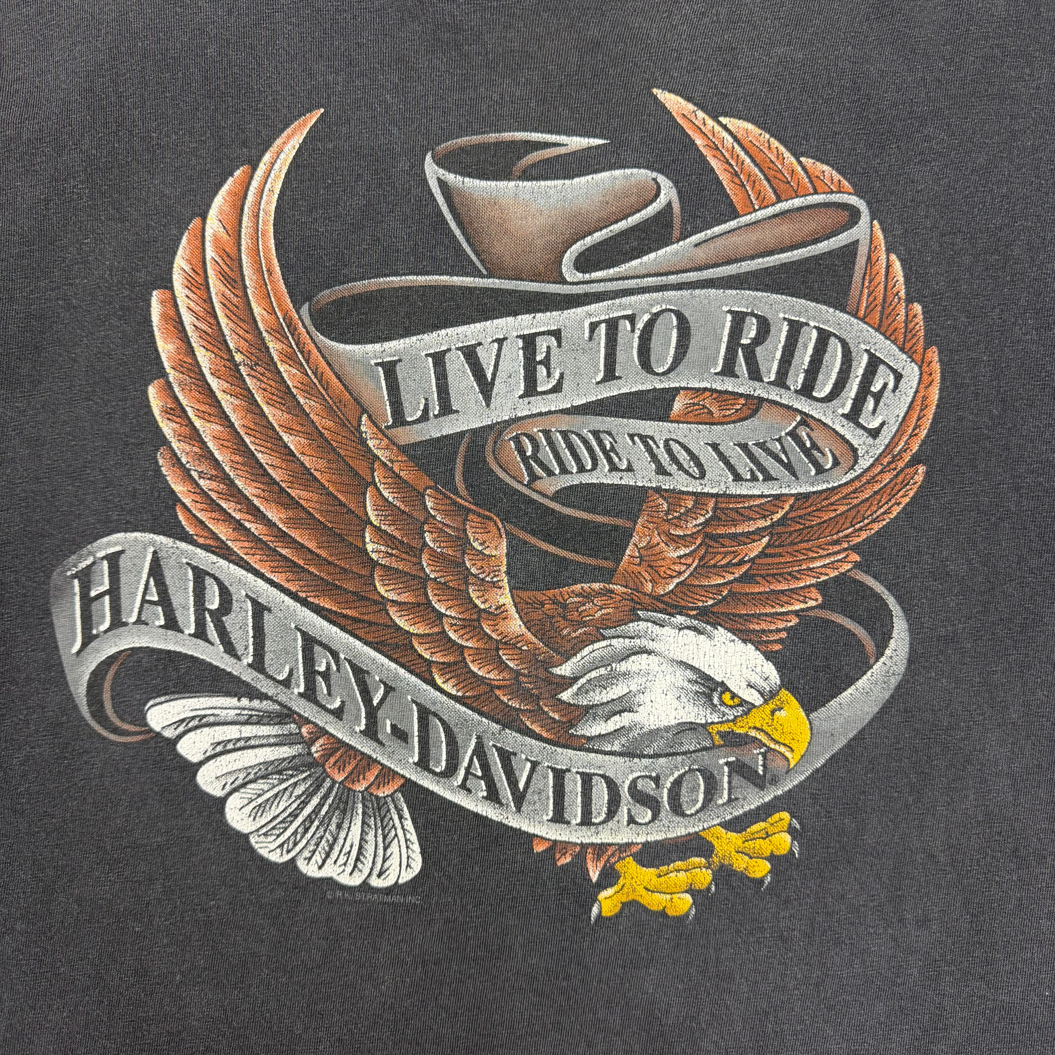 1987 Harley Davidson “Live To Ride” Tee Faded Black