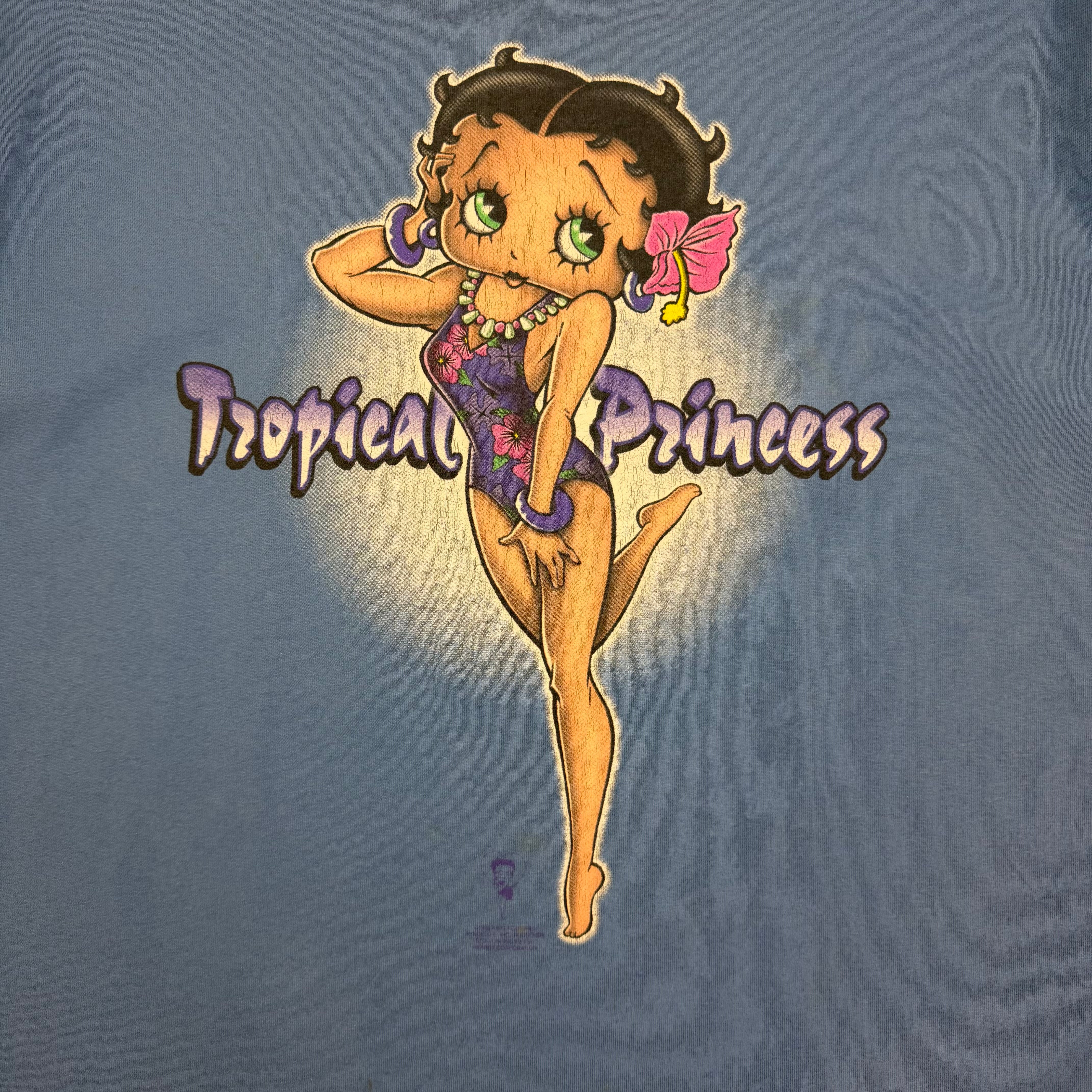 1996 Betty Boop Tropical Princess Tee Blue