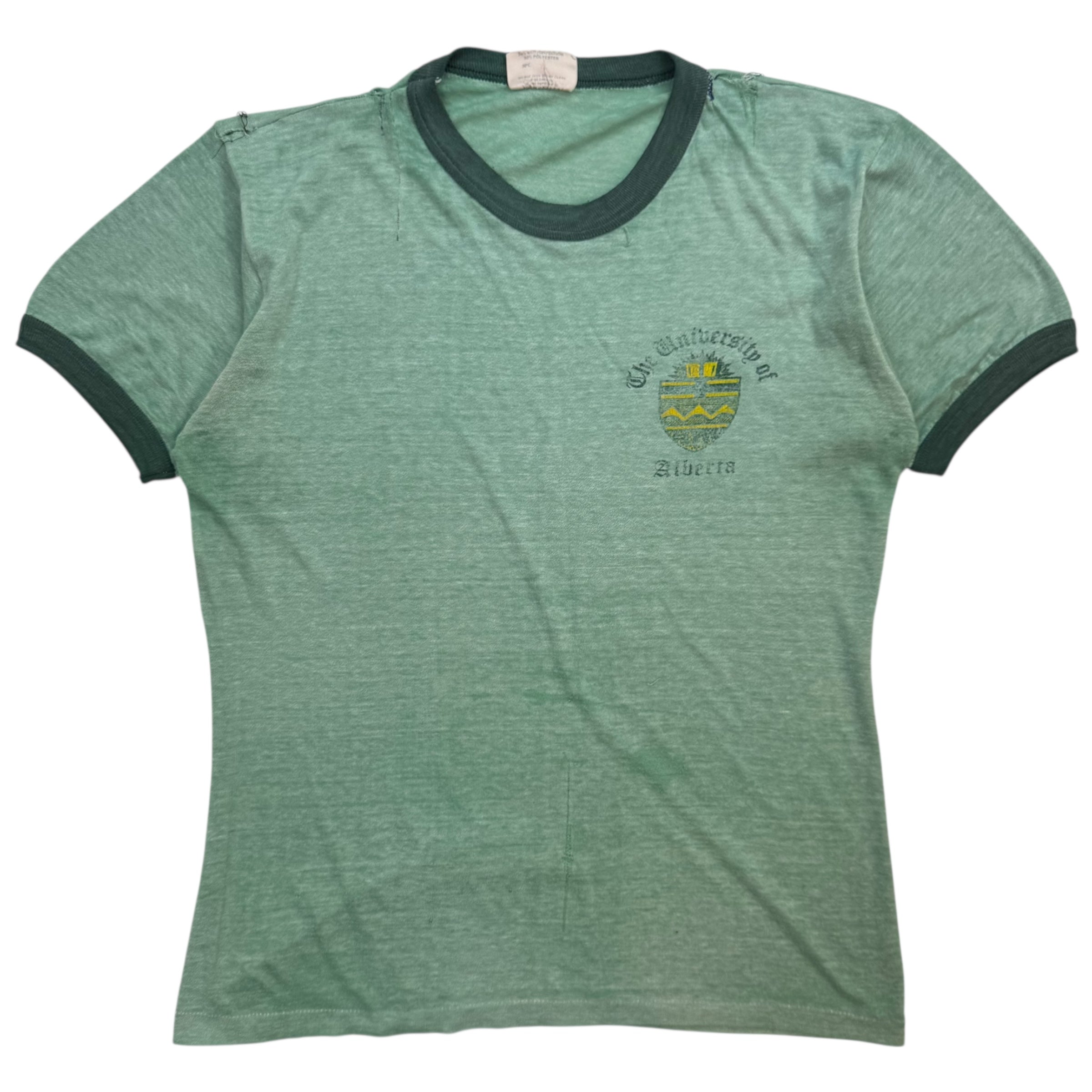 Vintage 1970's University Of Alberta Tee Faded Green