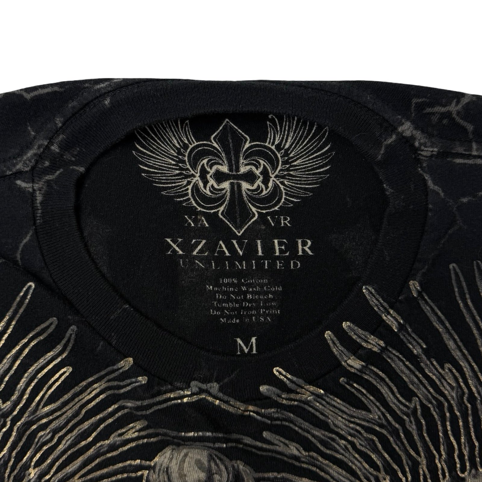 Vintage Y2K Xzavier Screaming Punk Skulls T-Shirt Black